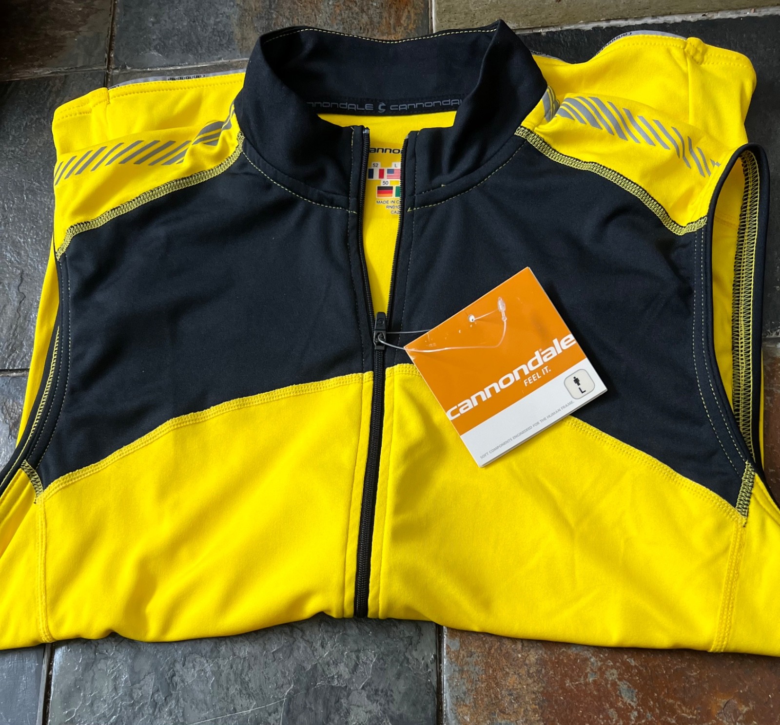 Cannondale Men’s Sleeveless Cycling Jersey Yellow Lightweight Size Large NWT