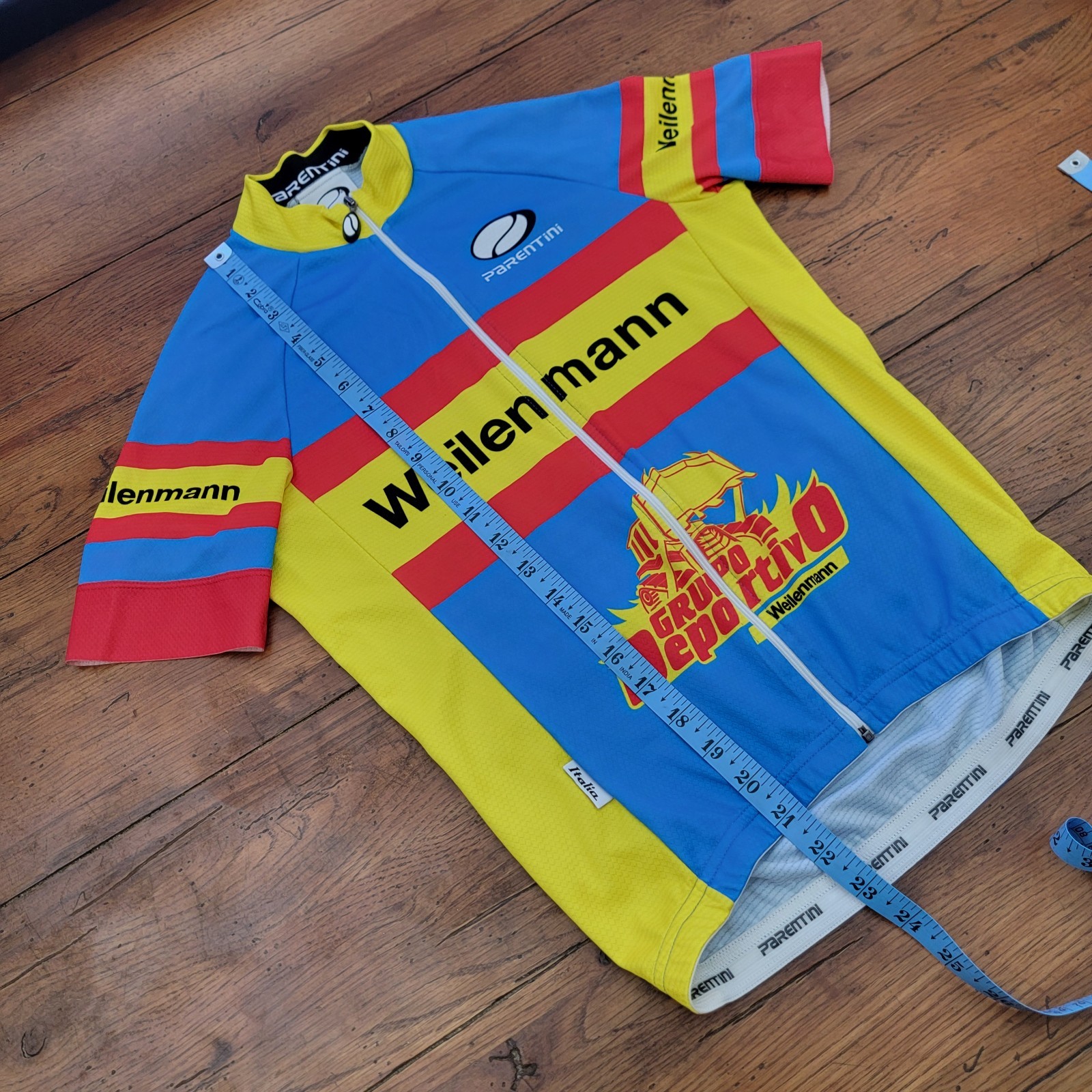 Parentini Mens XXS Cycling Jersey 17″ P2P Bike Pockets Vintage Italy 2XS