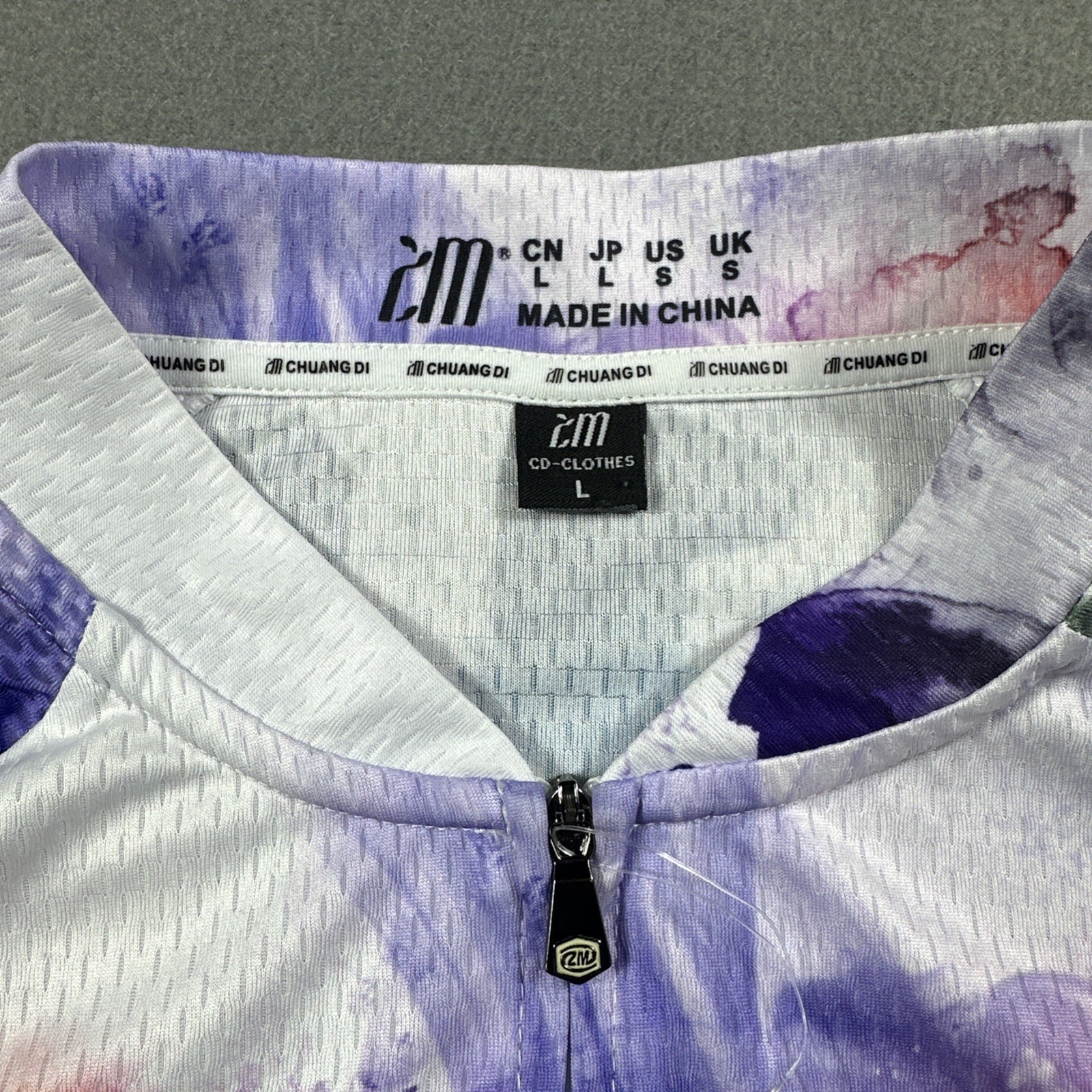 NWT Chuang Di Men’s Watercolor Splash Cycling Jersey Sz L Multi-Color