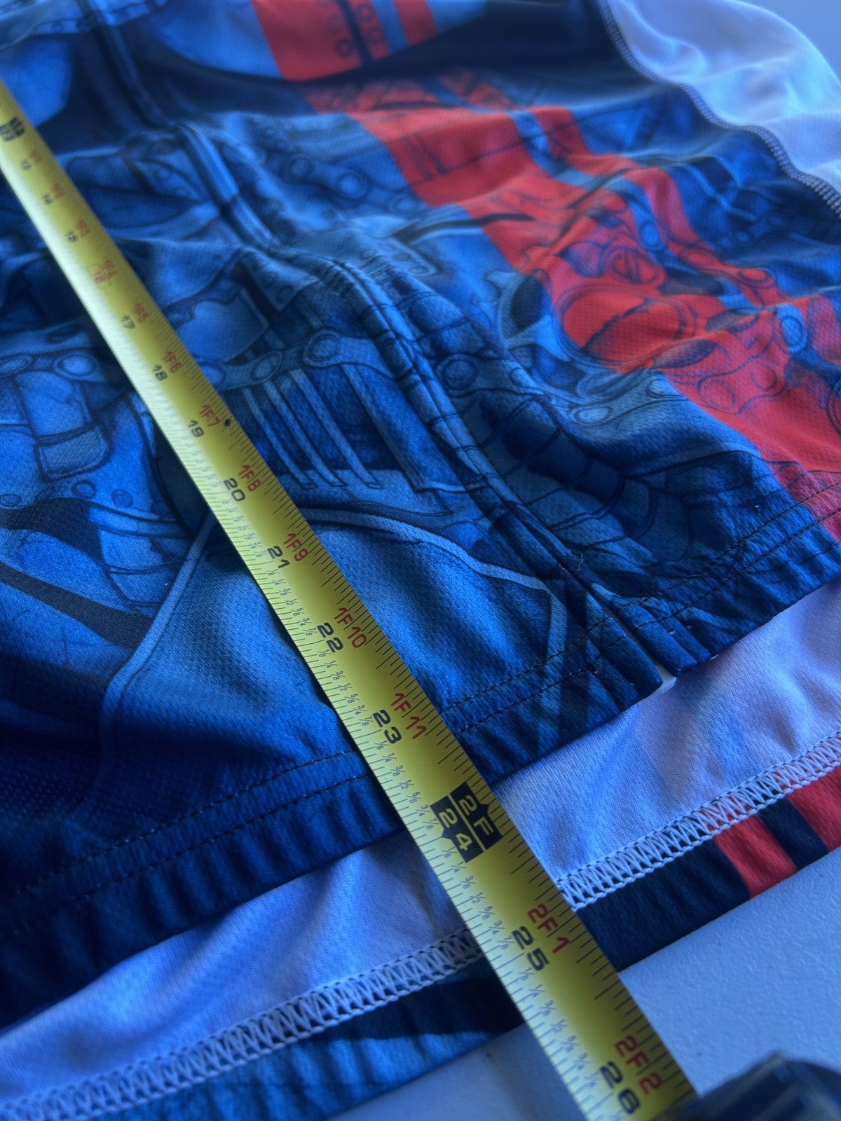 Primal Cycling Jersey Mens Large Blue Red Short Sleeve Sprockets Chains Pockets