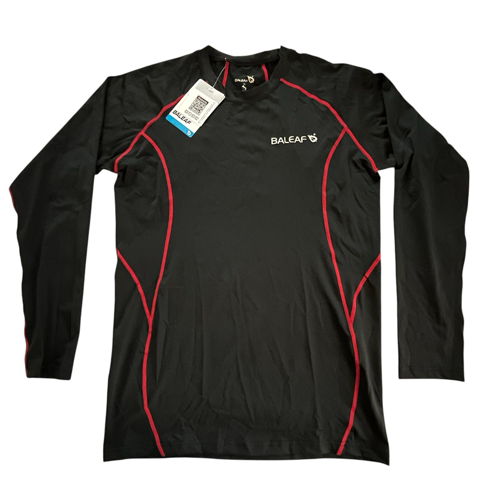 NEW Baleaf Black long Sleeve Men’s Activewear Compression Top Size XL Running