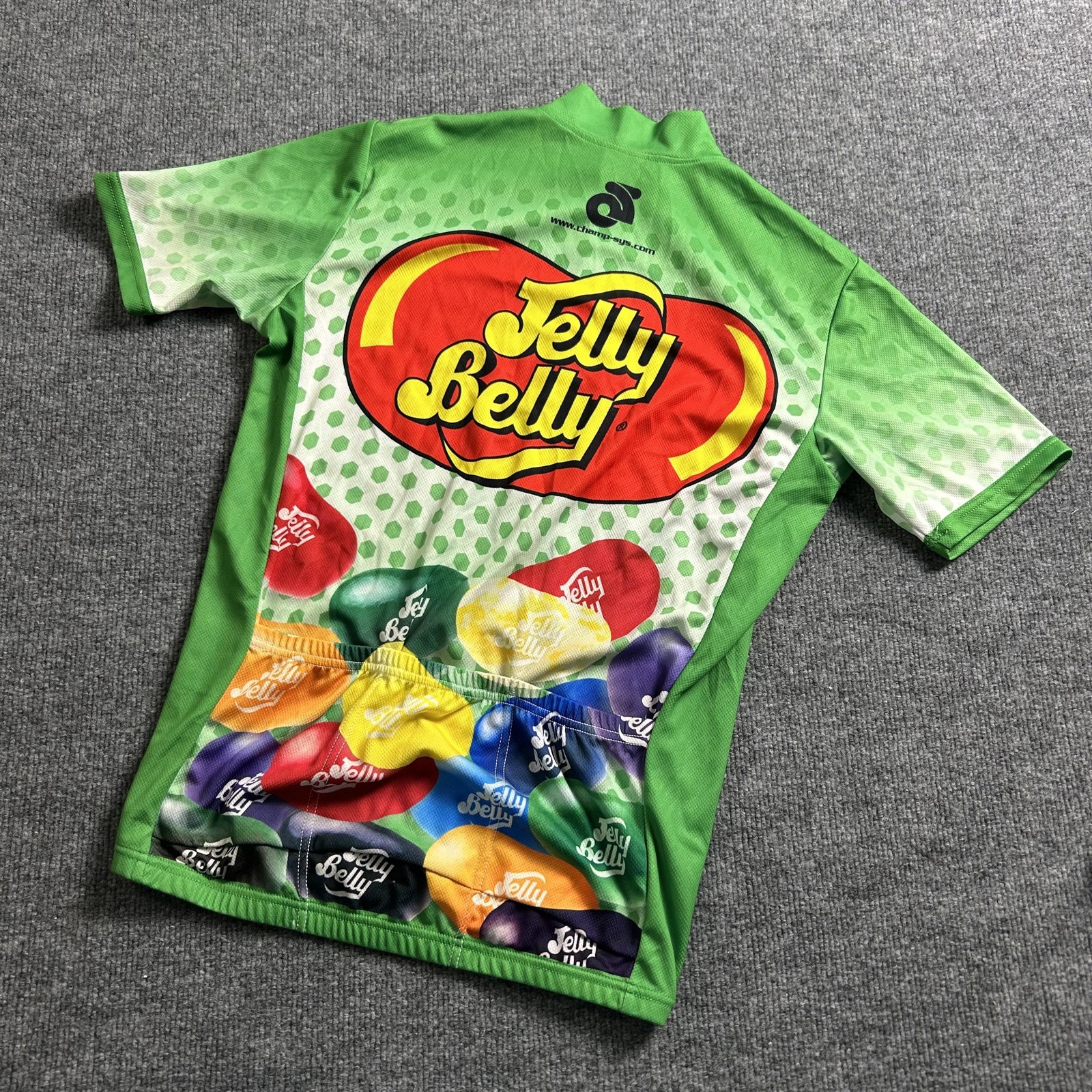 Champion System Jelly Belly Cycling Jersey Mens Medium Green Full Zip Shirt