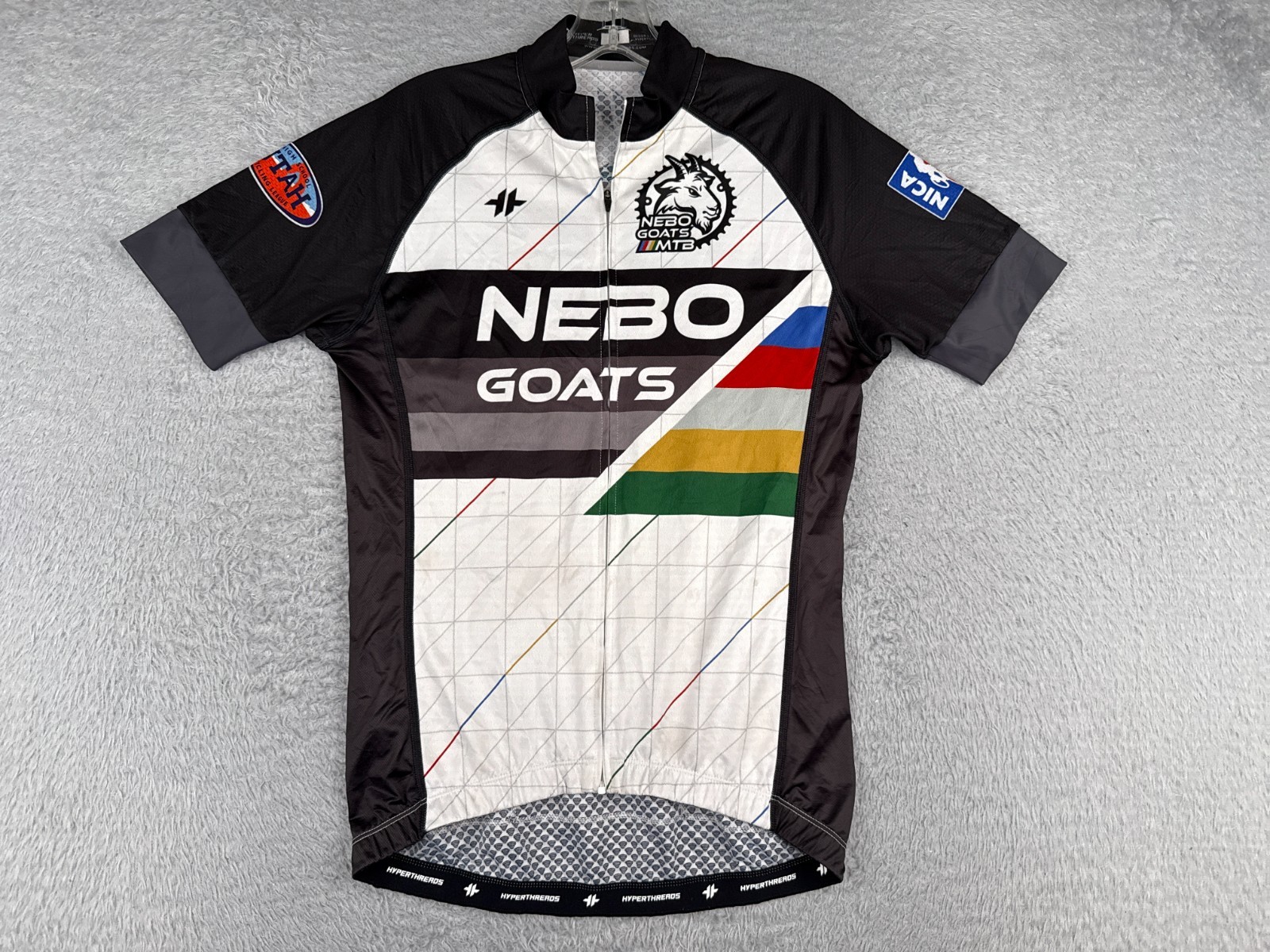 Hyperthreads Cycling Jersey Women Medium White Black NEBO Goats Full Zip Poly