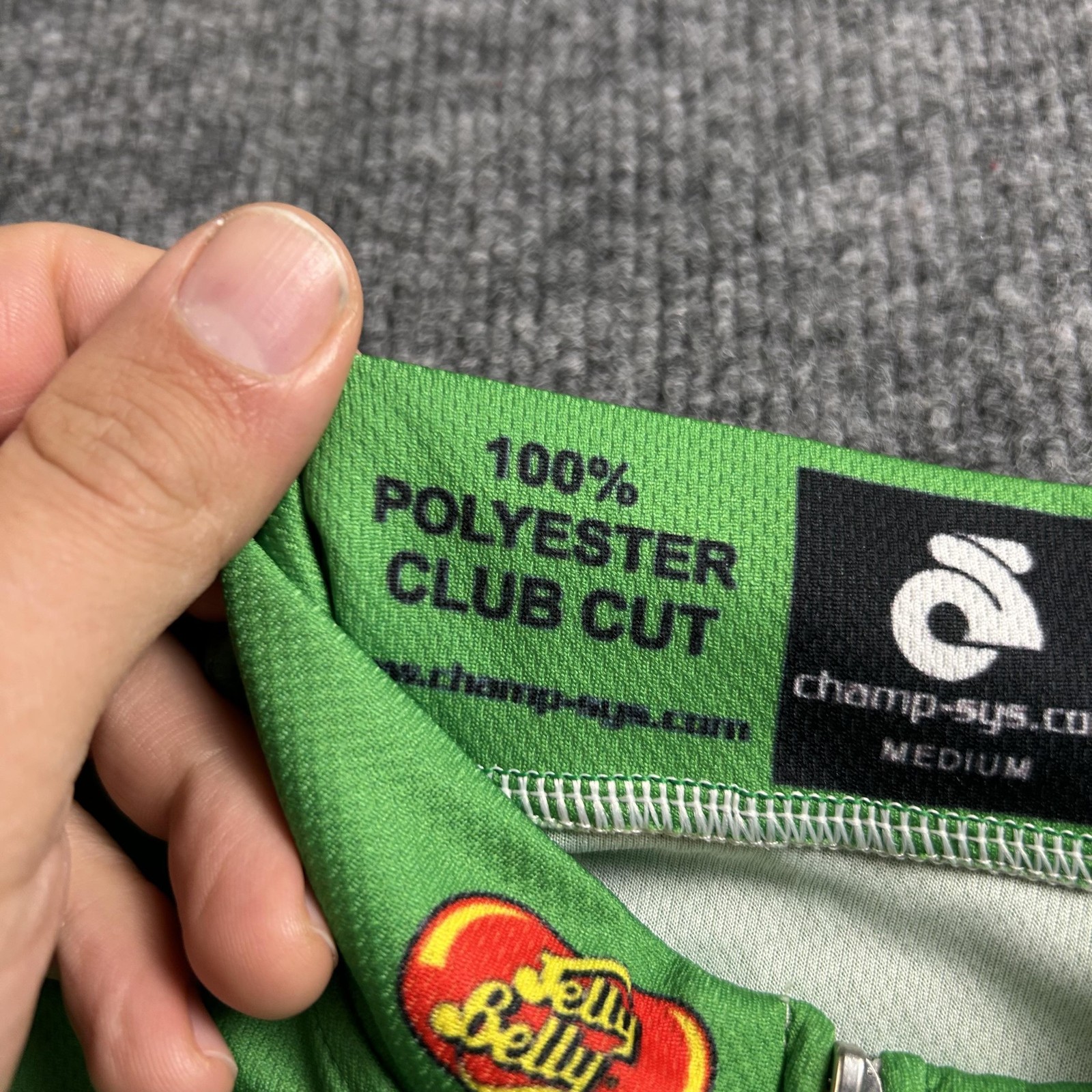 Champion System Jelly Belly Cycling Jersey Mens Medium Green Full Zip Shirt