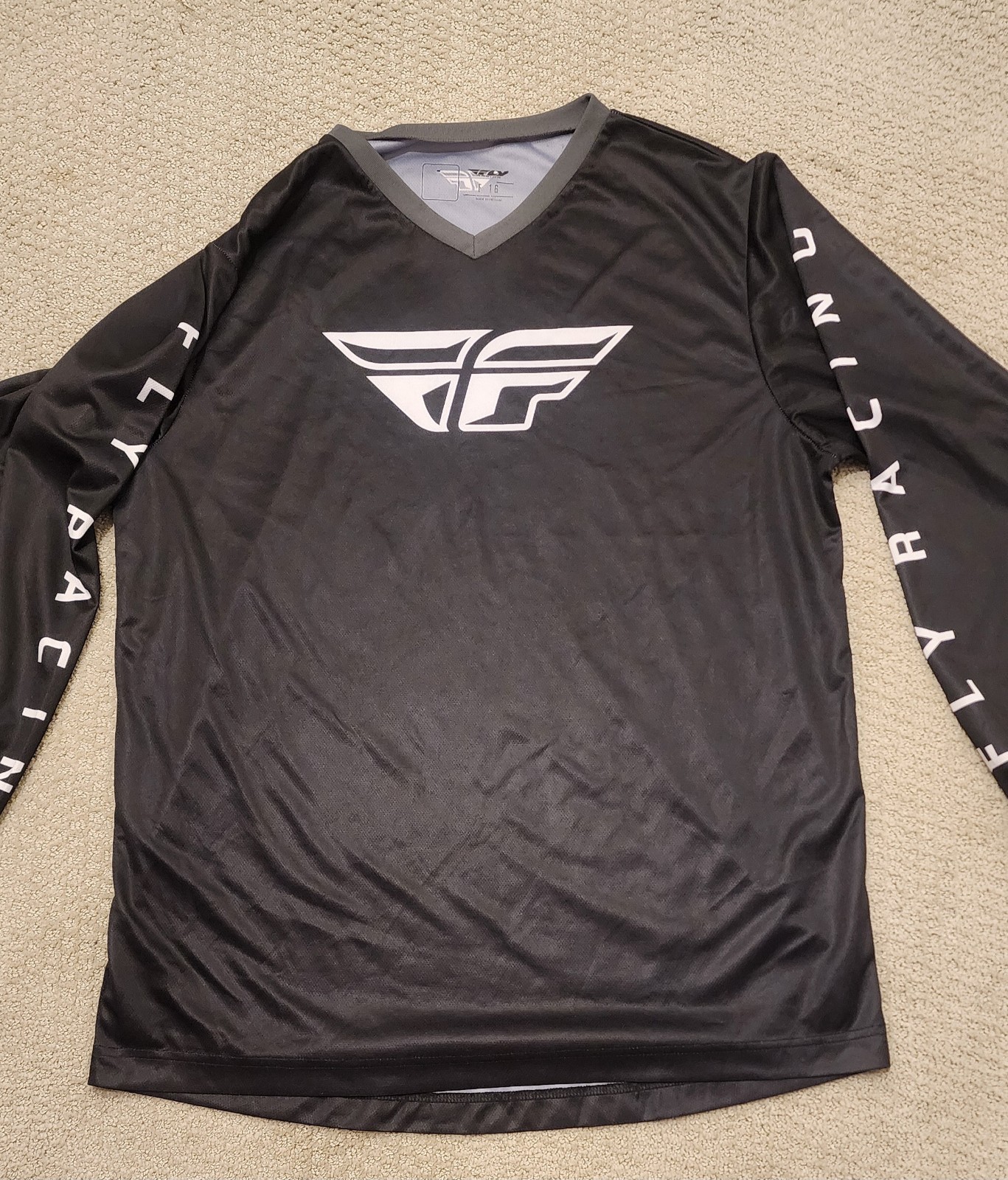 Fly Racing Lightweight Cycling Jersey Long Sleeve V-Neck Graphic Logo Size L