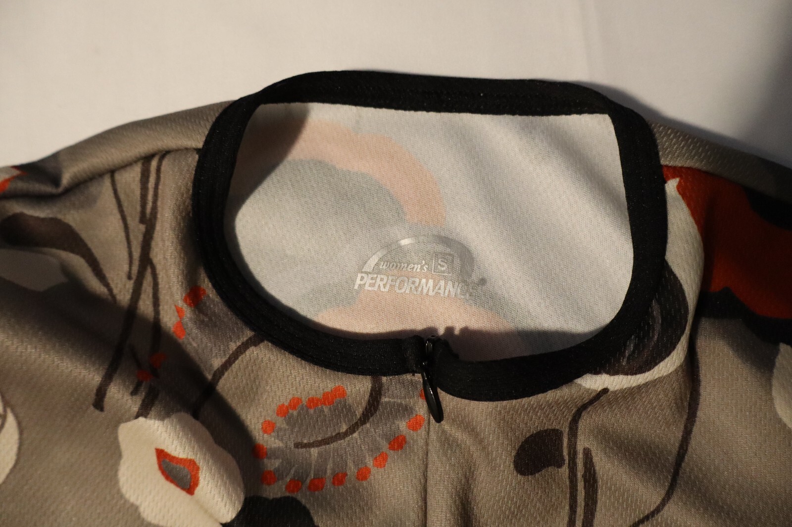 Women’s Performance Small Cycling Shirt Tan With Orange Flowers