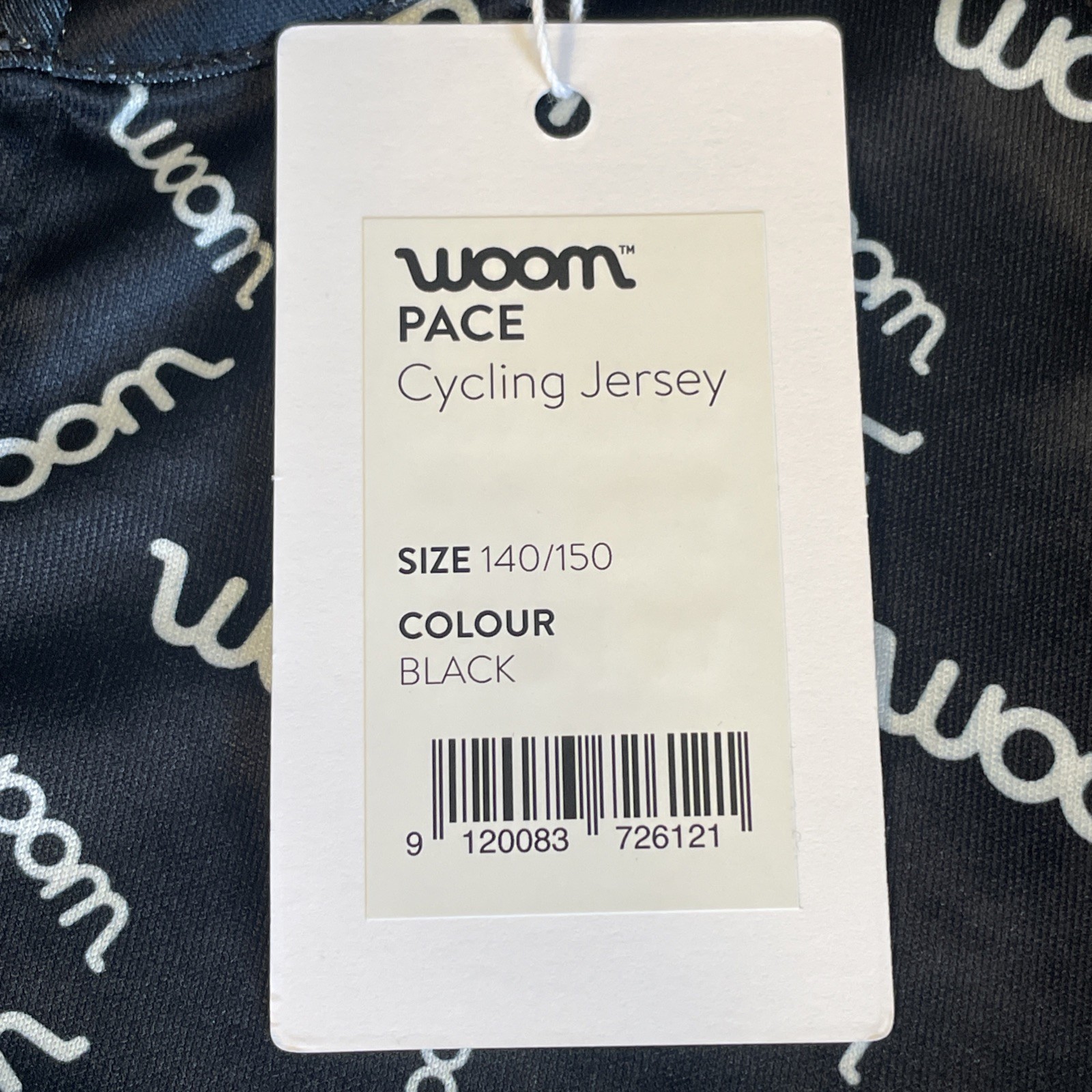 Woom PACE Cycling Jersey Youth Size 140/150 Full Zip Back Pockets Logo Black