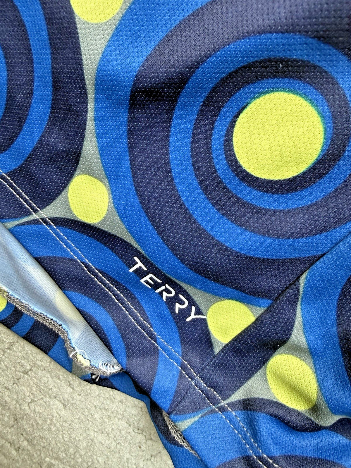 Terry Cycling Jersey Shirt Womens Large Half Zip Graphic Circle Pattern Pockets