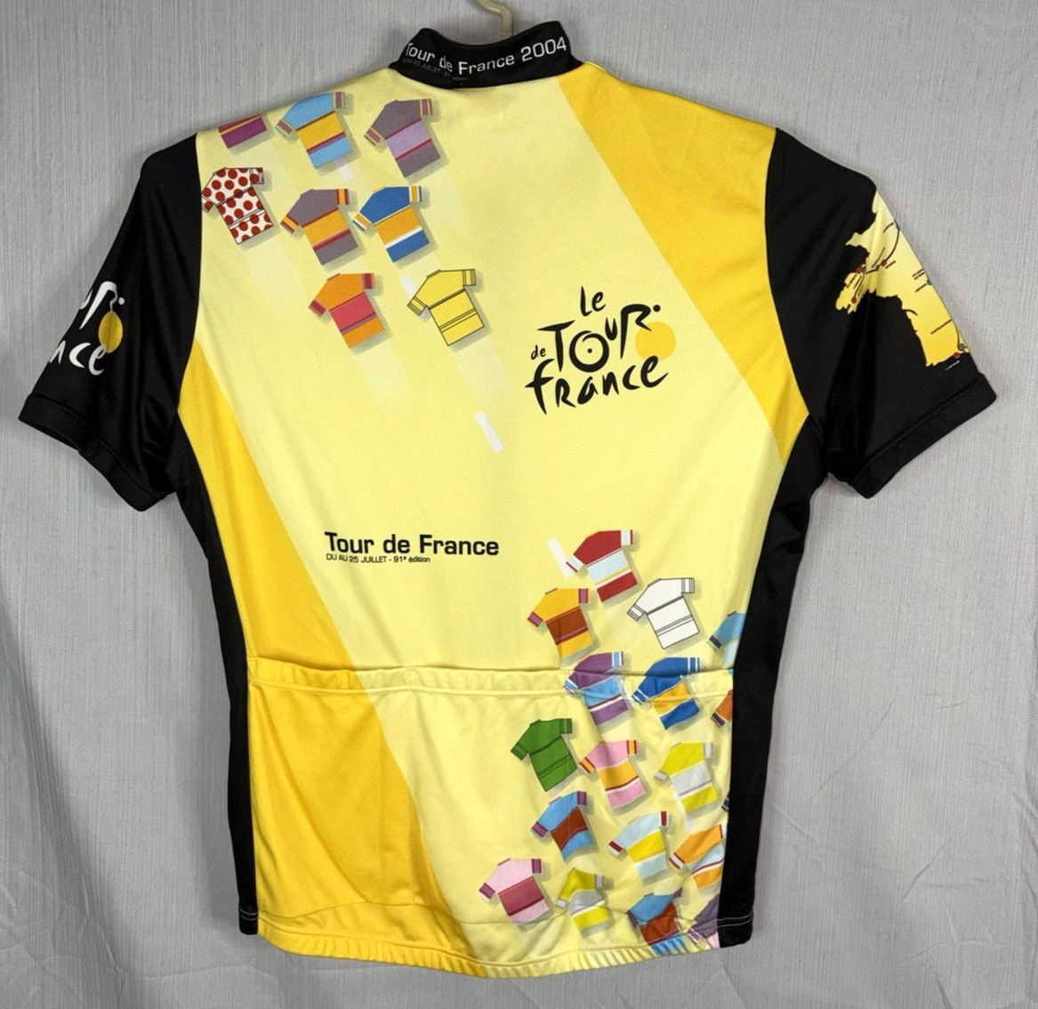 Le Tour De France 2004 Cycling Jersey Men’s XL 3/4 Zip Pockets Made In Italy