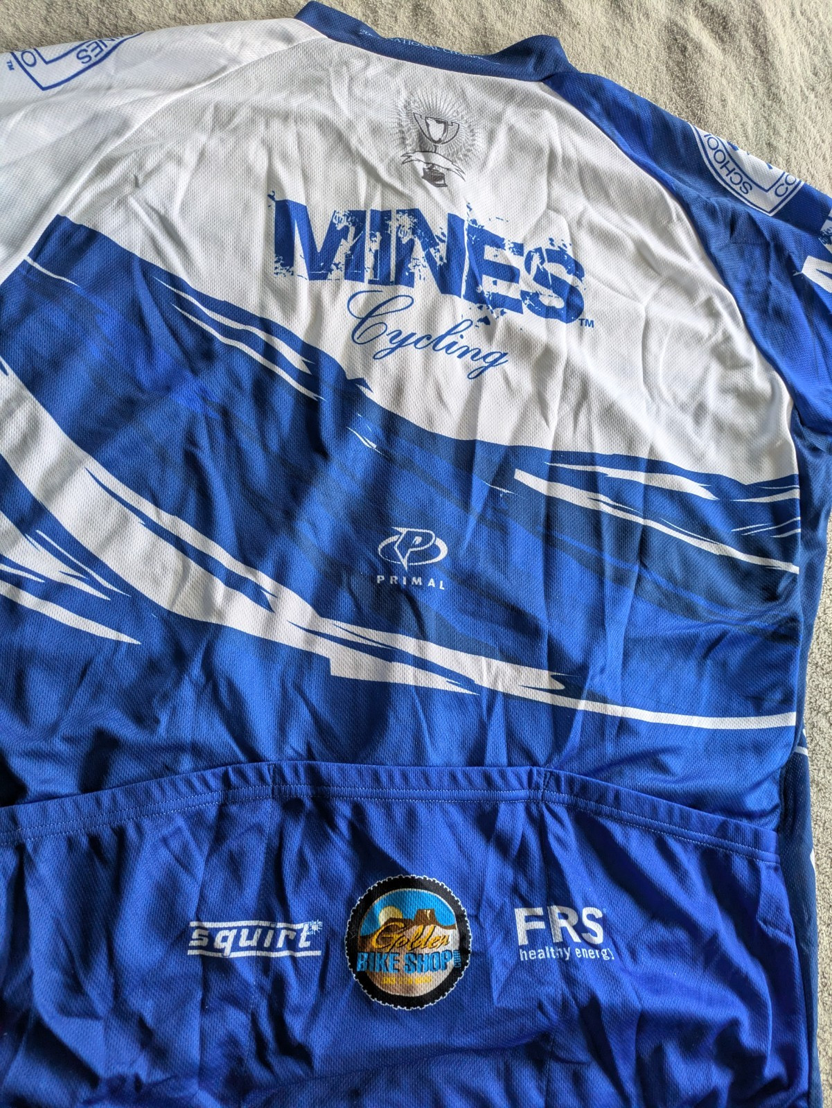 PRIMAL Colorado School of Mines Cycling Jersey Mens XXXL 3XL Blue White Bicycle