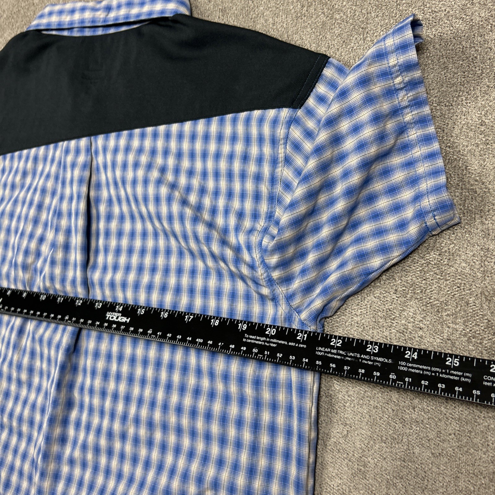 Zoic Cycling Shirt Mens Medium Blue Plaid 1/4 Zip Mountain Bike Polo Pockets