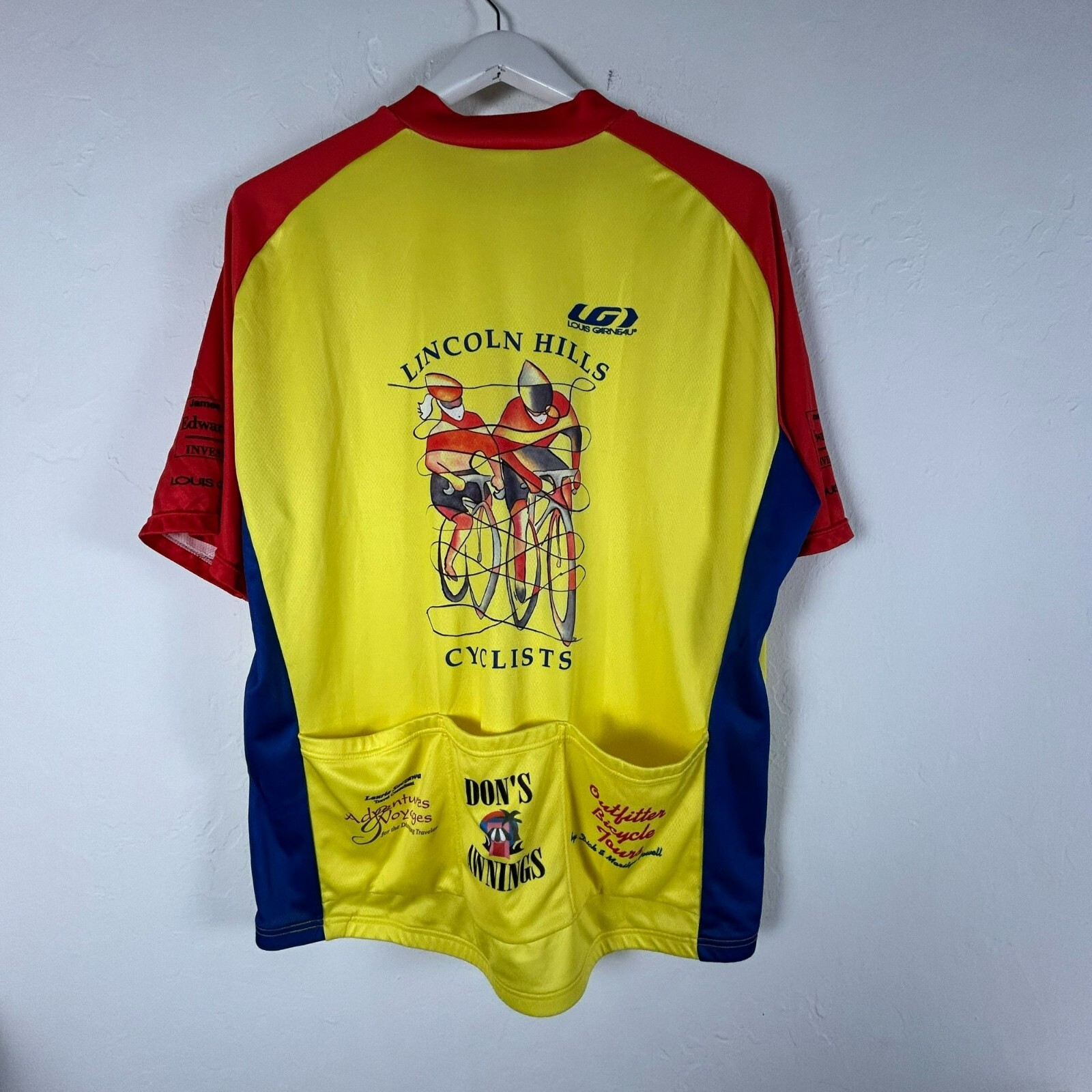 Louis Garneau Men’s Full Zip Mock Neck Activewear Cycling T-Shirt Yellow/Red