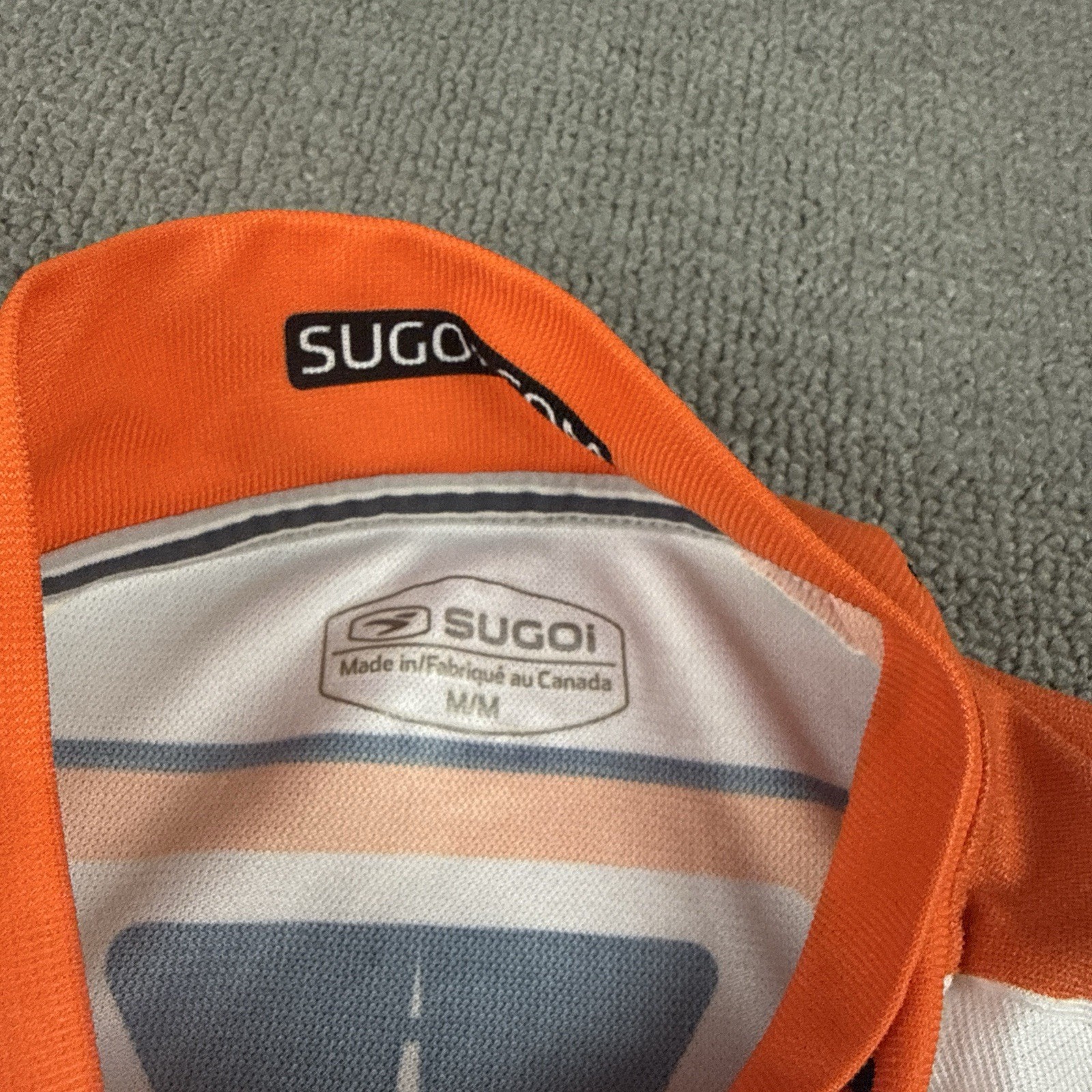 Sugoi Cycling Jersey Mens Small White Orange Road ID 3/4 Zip Pockets Canada