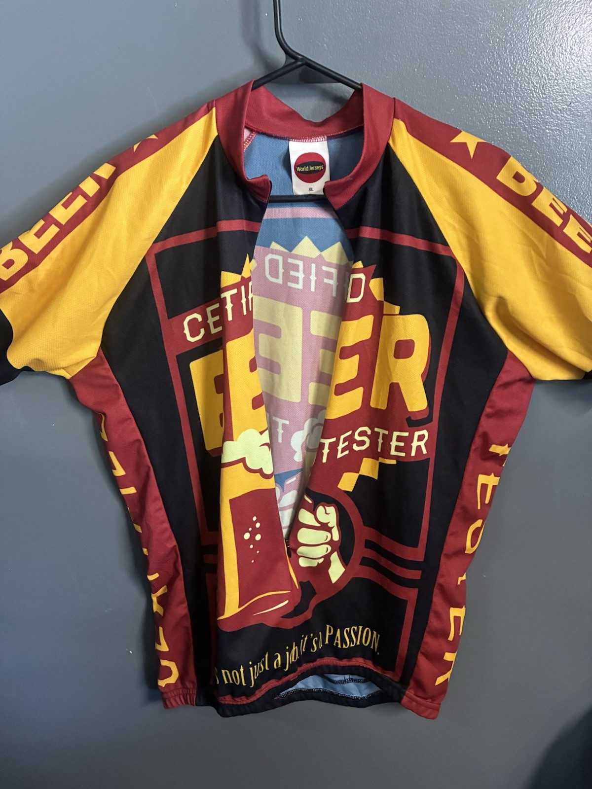 World Jerseys Certified Beer Tester Cycling Jersey Men’s XL Short Sleeve Full