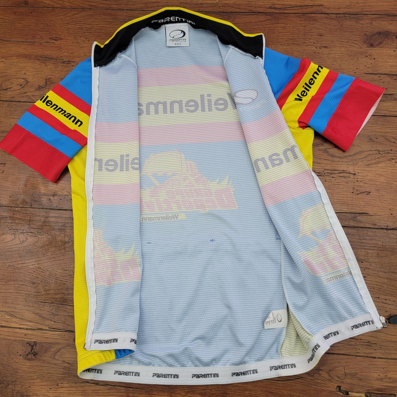 Parentini Mens XXS Cycling Jersey 17″ P2P Bike Pockets Vintage Italy 2XS