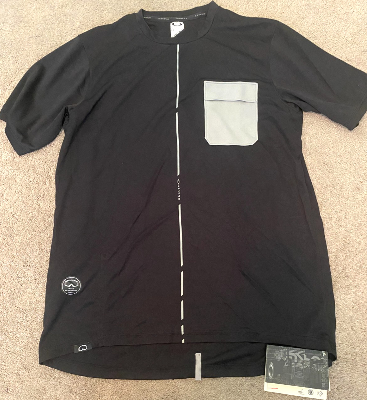 New Vintage Oakley MTB Bike Jersey Black Grey Spring 2012 Mens Large