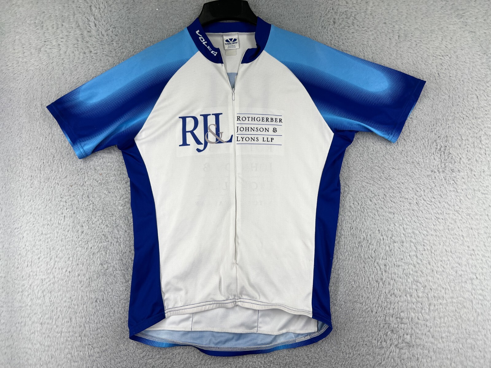 Voler Cycling Jersey Adult Large Blue White 1/2 Zip 100% Polyester Made USA