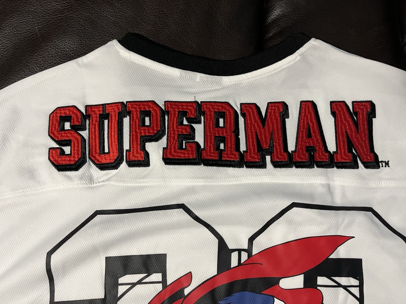 Superman Action Comics Mesh Polyester Jersey Tee Embroidered V-Neck Men’s 3XL
