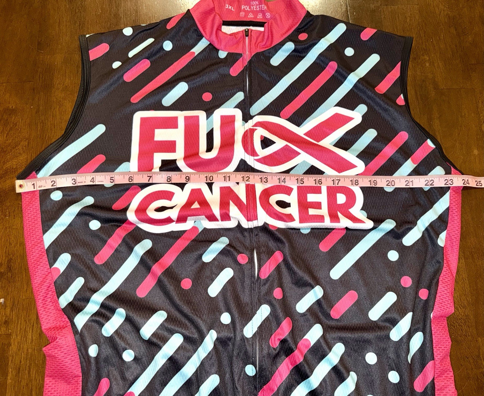 Bicycle Booth FU Cancer V2 Club Jersey Sleeveless Full Zip Cycling Jersey XXXL