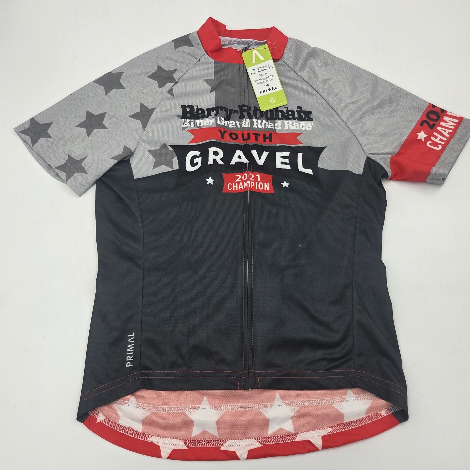 NWT Primal Wear Youth Medium Cycling Jersey 2021 Champion Gravel Red Gray Black
