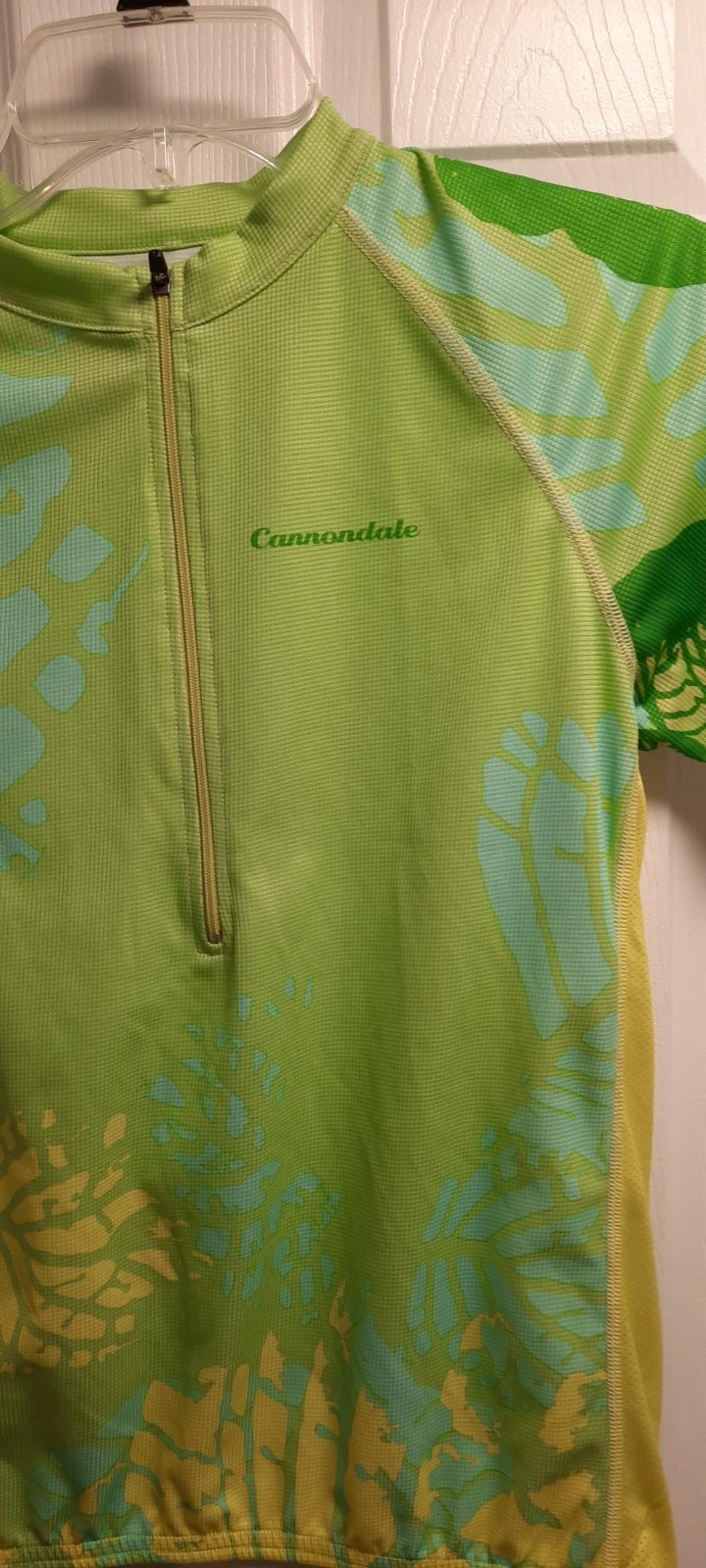 Womens Short Sleeve Cannondale Lime Green Yellow Cyclist Bike Shirt Sz S