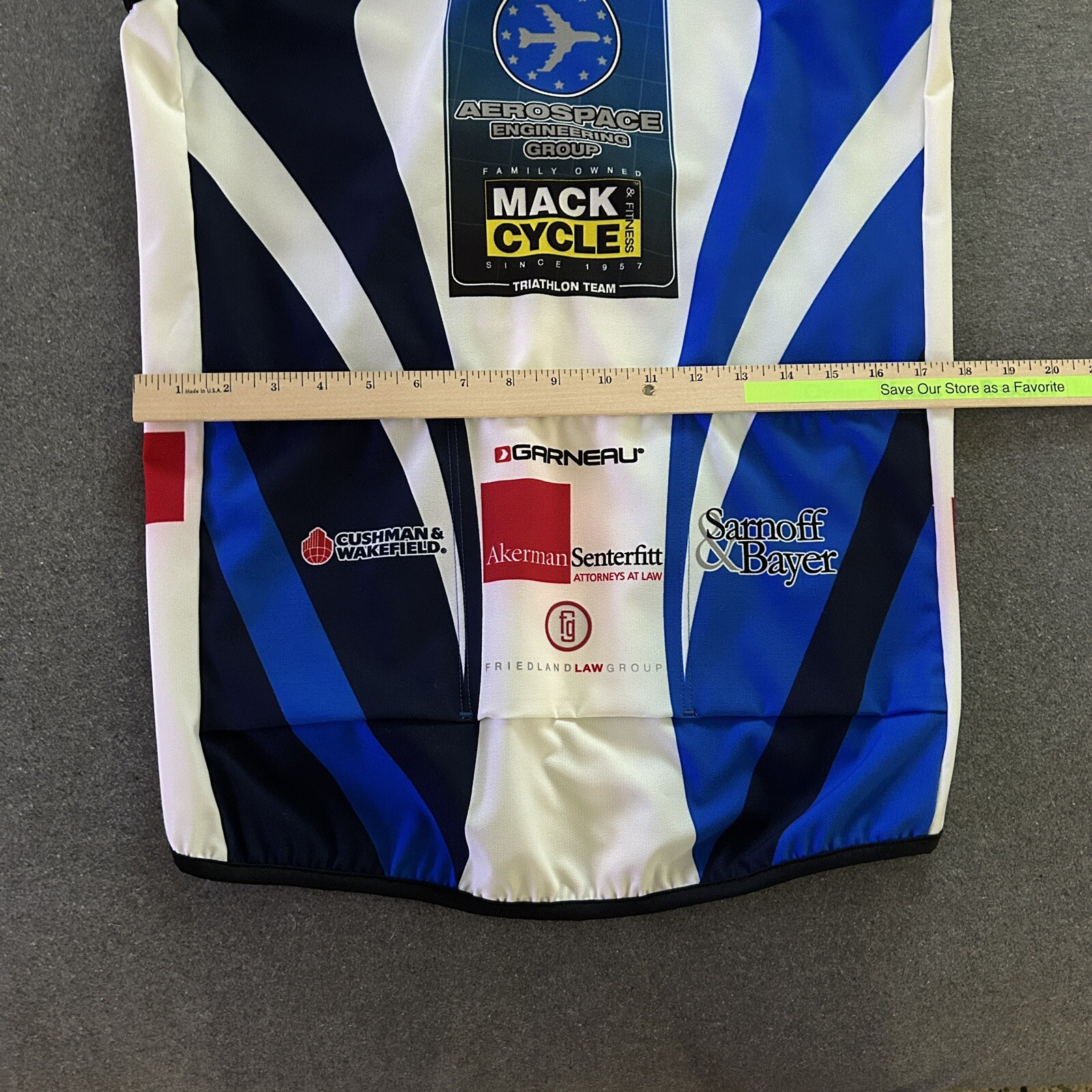 Louis Garneau Mens Triathlon Cycling Vest Zip Jersey Blue Back Pockets Chest 38″