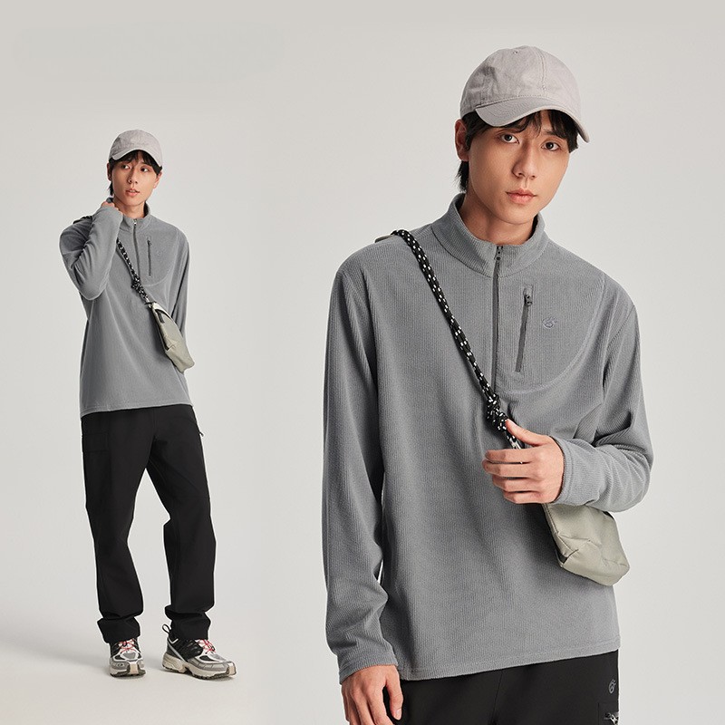 High Quality Solid Color Men’s Half Zip Sweatshirts Women’s Fleece Undershirts