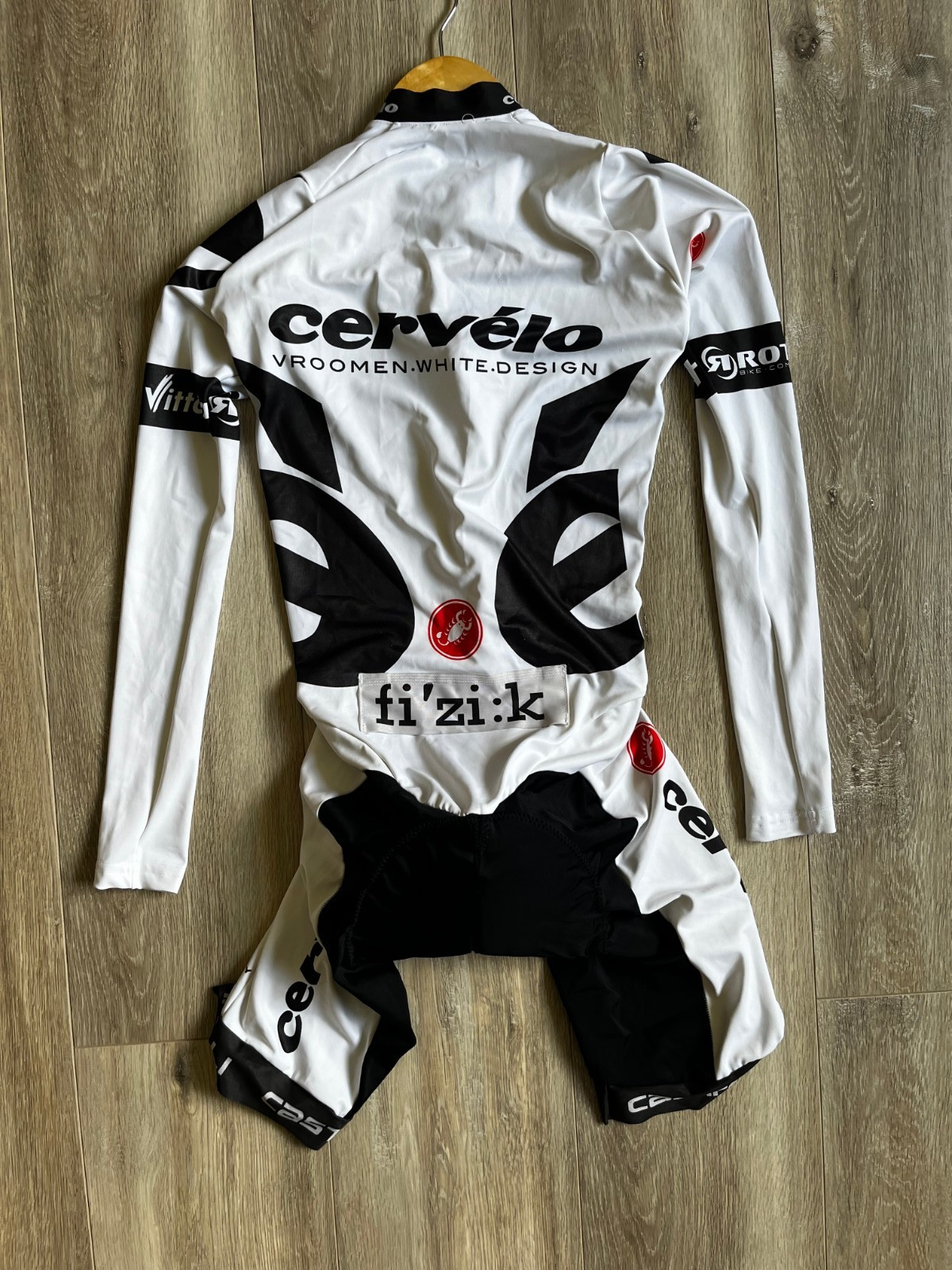 Cervélo TestTeam Cycling Skinsuit Speedsuit Cycle Suit White Long Castelli S