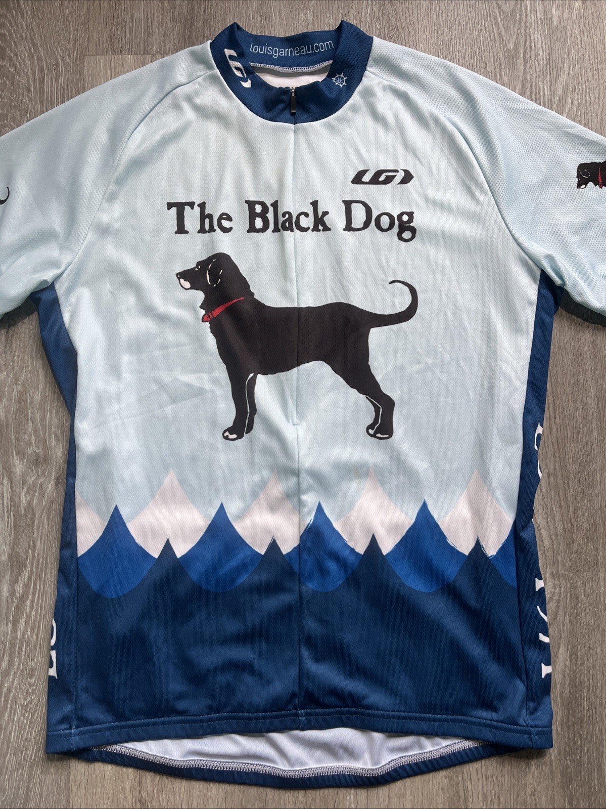 LIMITED EDITION Louis Garneau THE BLACK DOG 1/2 Zip SS Cycling Jersey BLUE XL