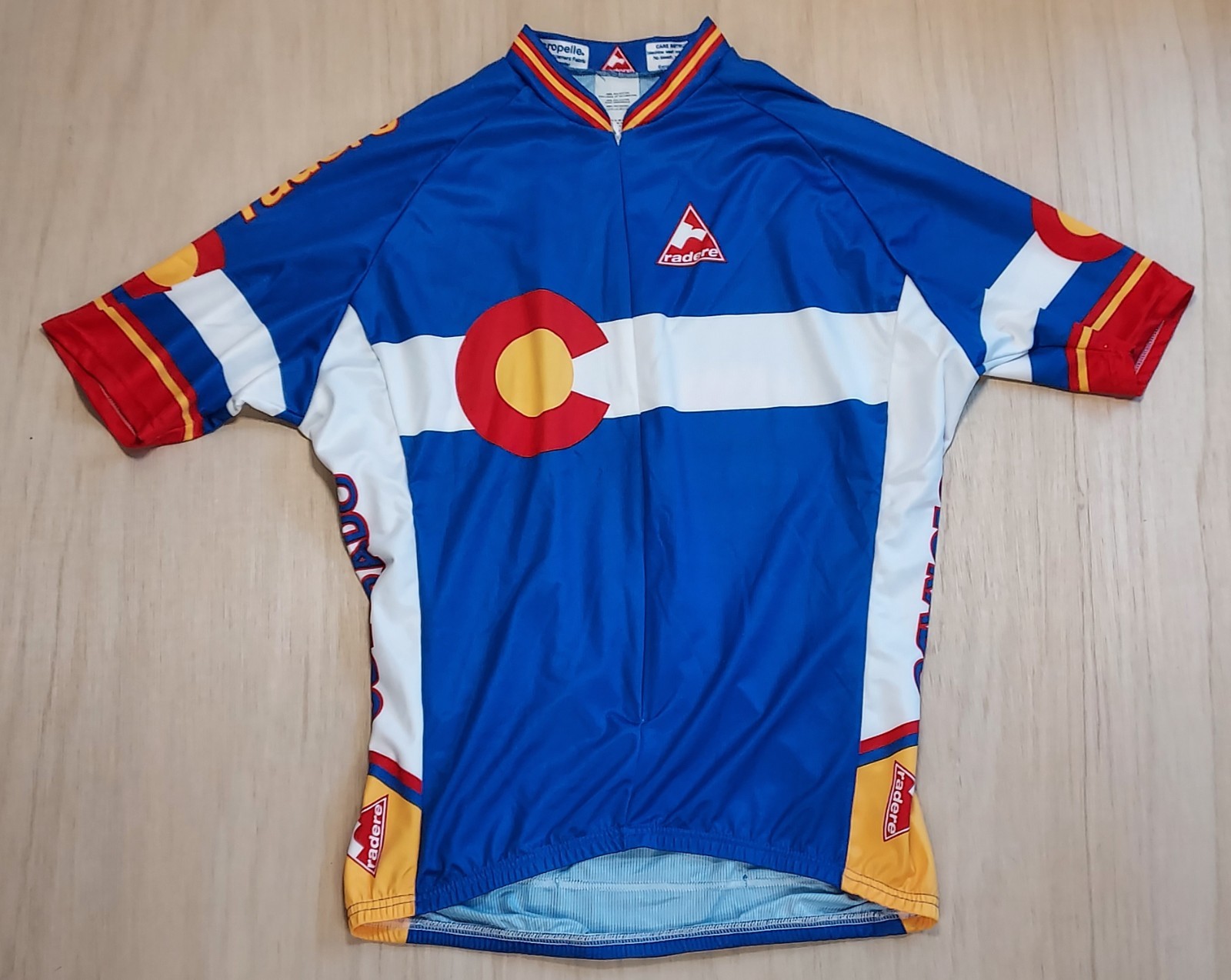 Radere Colorado State Flag Cycling Jersey Mens L Blue White 3/4 Zip Pockets
