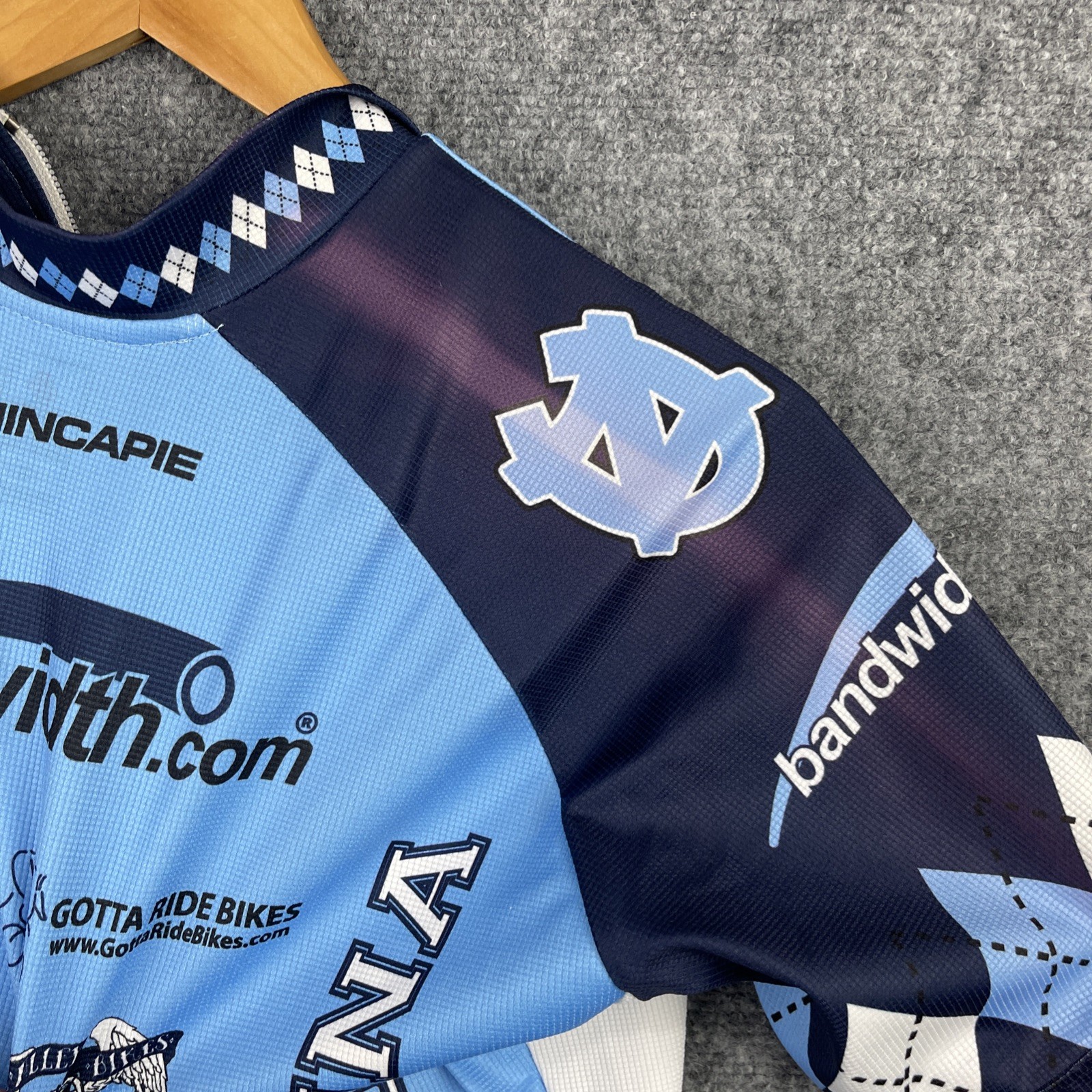 North Carolina Cycling Jersey Mens Small Blue Hincapie UNC Tarheels Team Issued