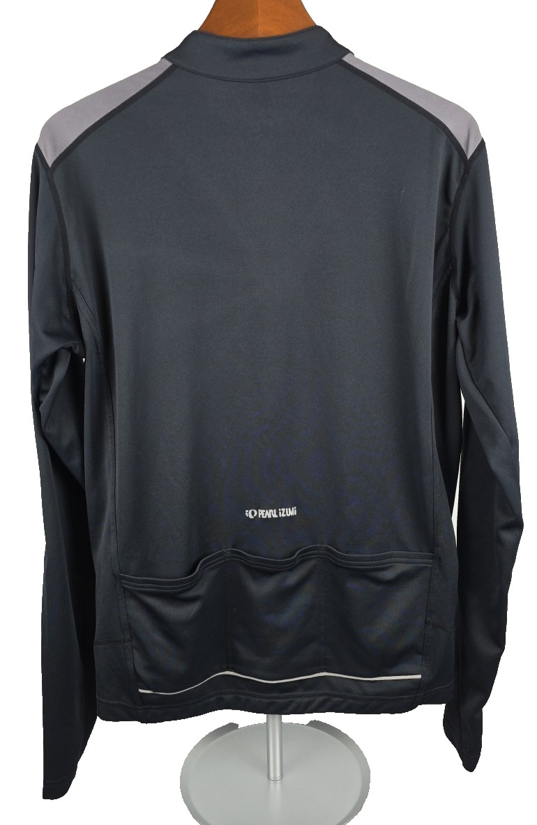 Pearl Izumi Mens Black 1/2 Zip Quest L/S Cycling Jersey Sz Medium Logo Bike