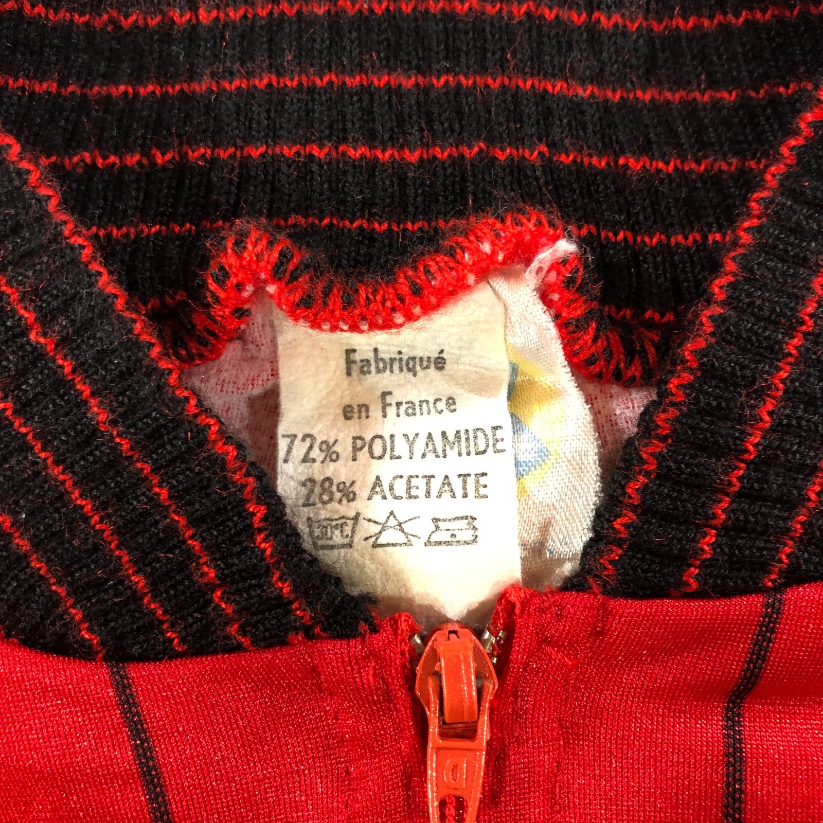 vtg tour de france bike jersey mens m red pin stripes long sleeve cooling pocket