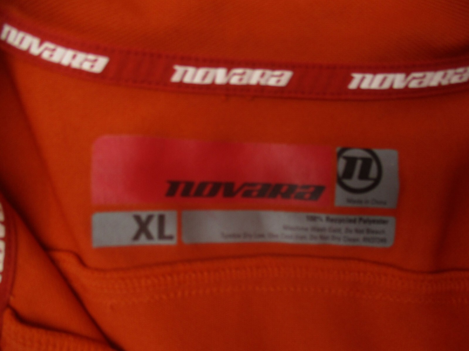 NOVARA Size XL Mens Orange 1/2 Snap Collar Short Sleeve Cycling Polo Shirt 468