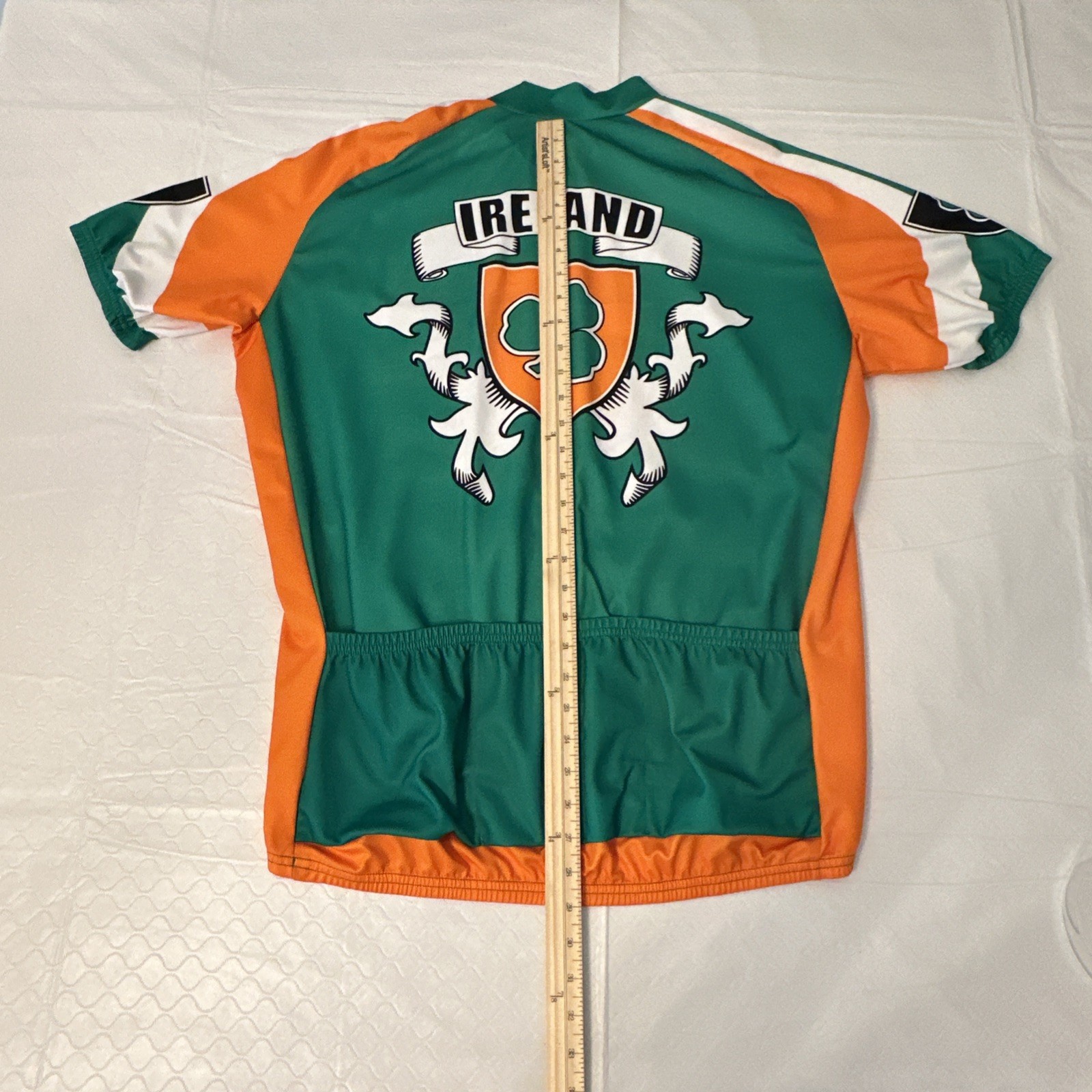 Performance Ireland Cycling Jersey 3/4 Zip White Green Orange Pockets XXL￼