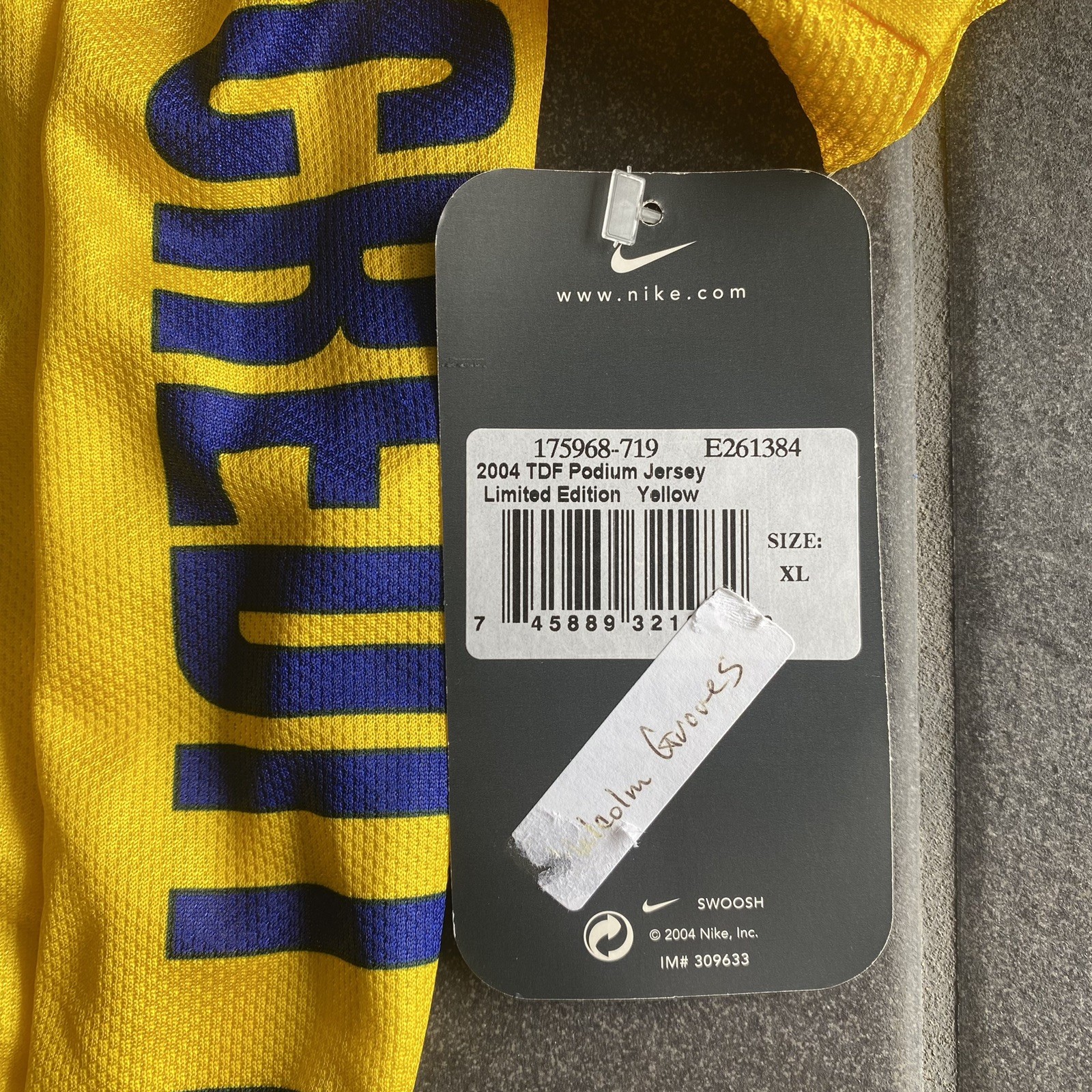 Nike Tour de France 2004 USPS Yellow Podium Jersey XL Limited Edition Cycling