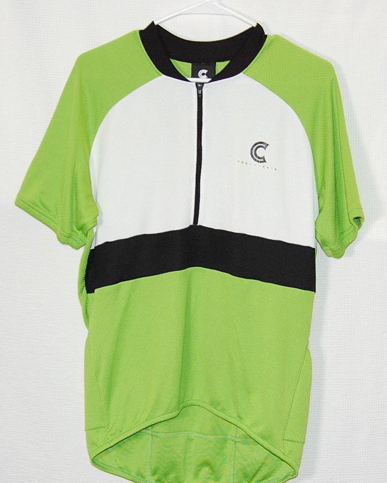 CANNONDALE Cycling Jersey Mens Large Green Black White USA Made Back Pockets