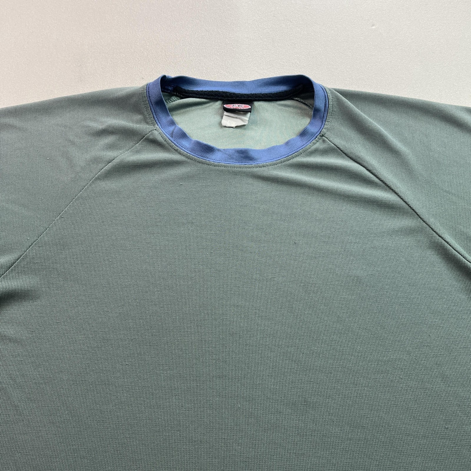 Vintage Zoic Cycling T-Shirt Jersey Mens Large Green Ringer Lightweight Cropped