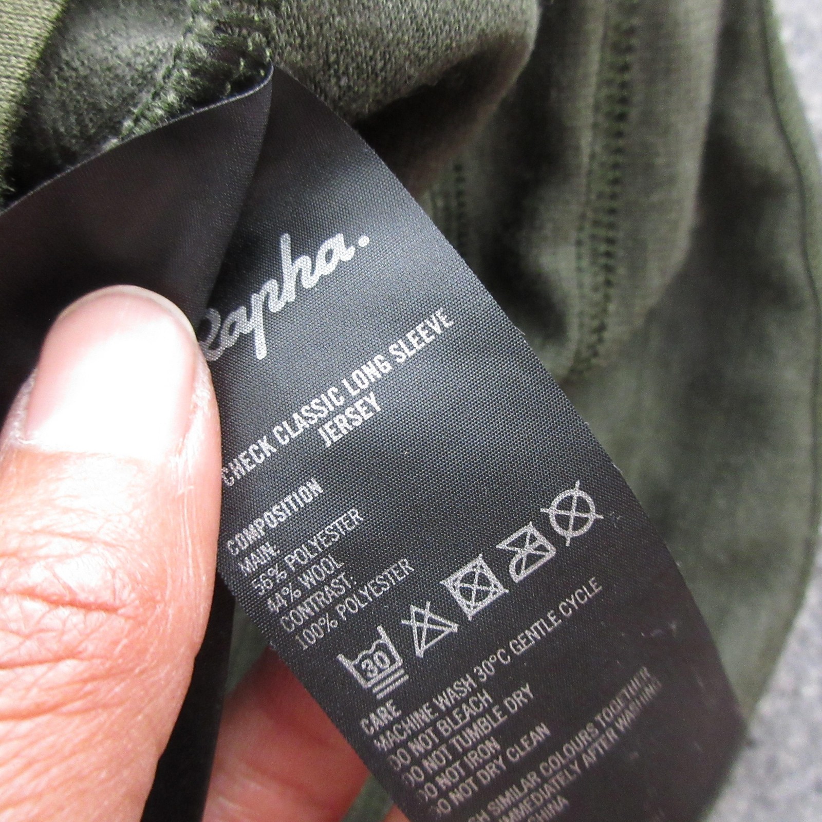 Rapha Cycling Jersey Mens Large Green Check Classic Long Sleeve Full Zip Bike