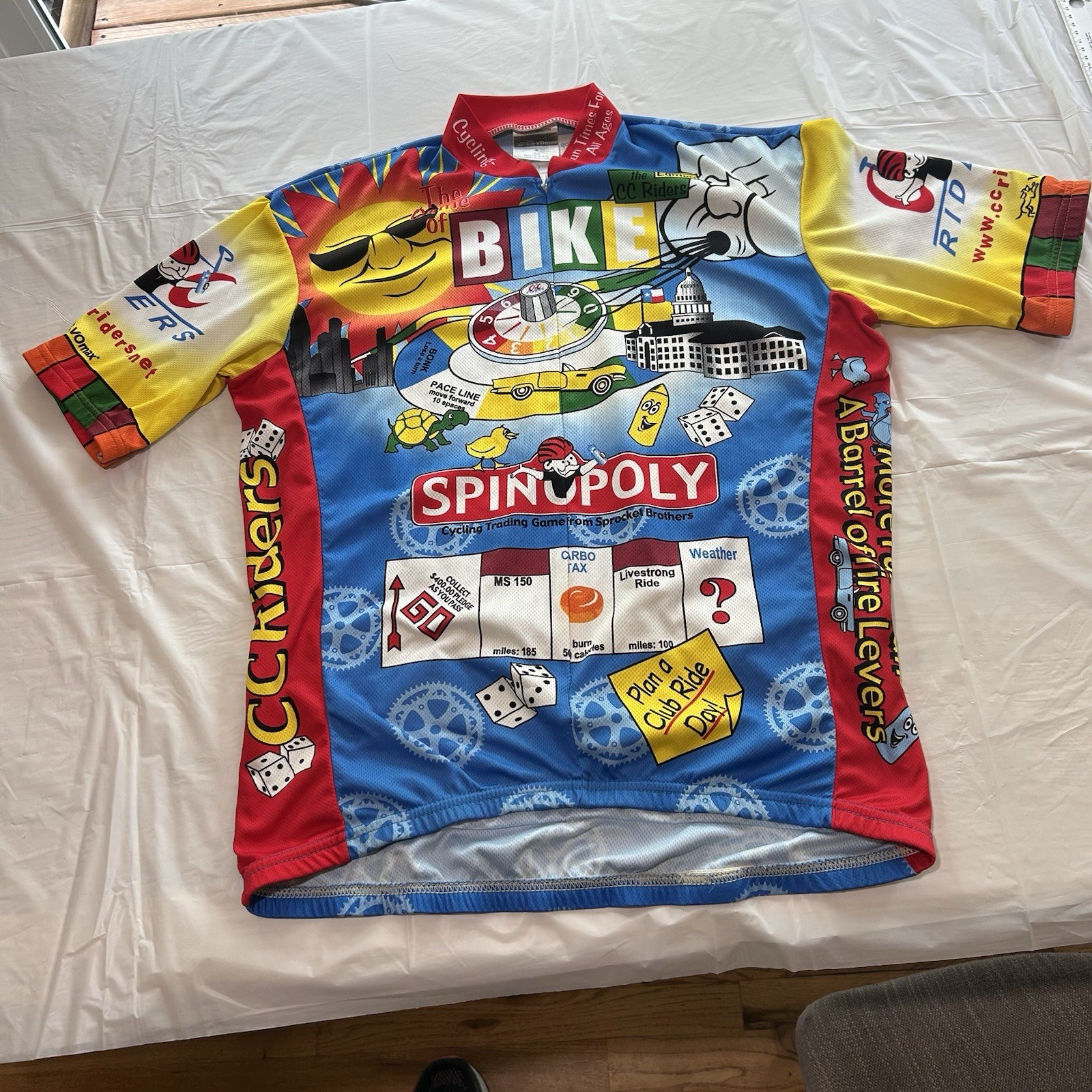 vomax cycling jersey Size L (4) Monopoly Themed 1/4 Zip 100% Polyester