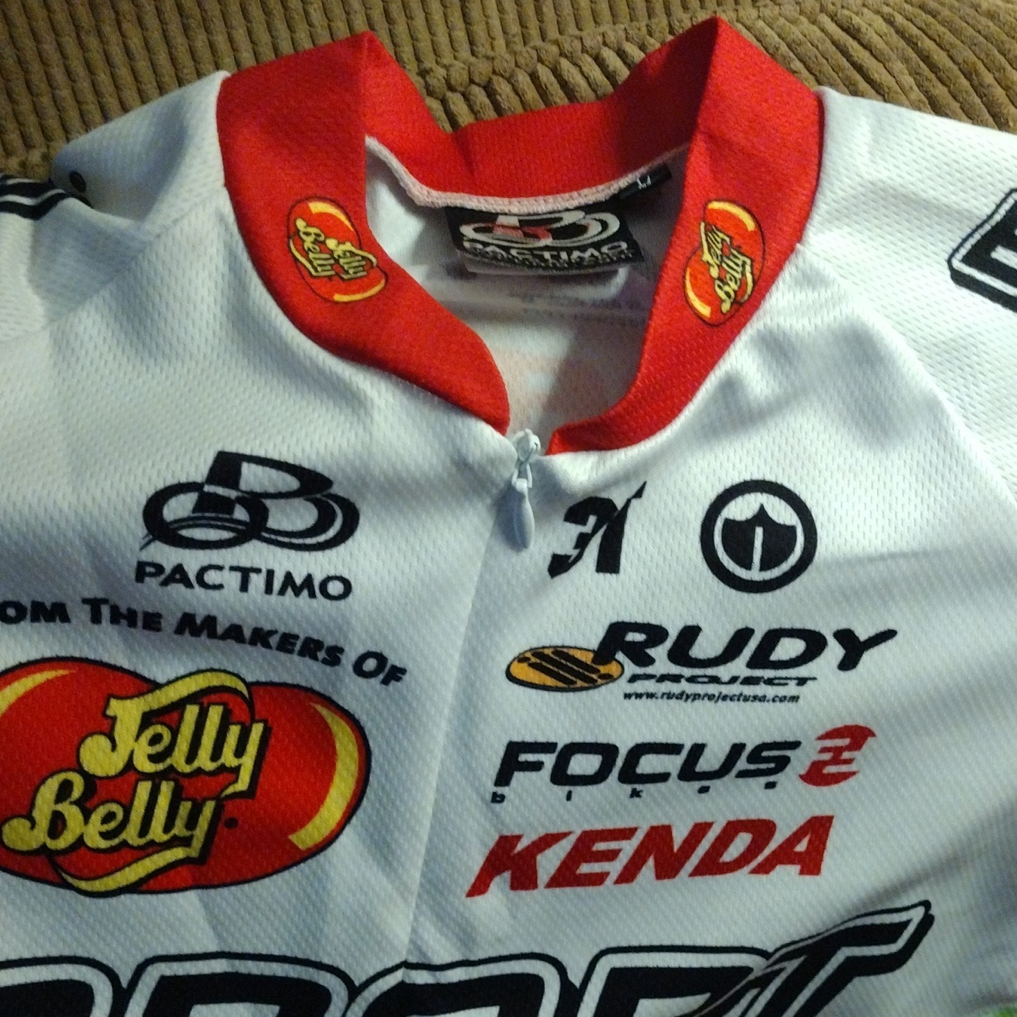 Pactimo Sport Beans Jelly Belly Cycling Jersey L Short Sleeve Zip Pockets