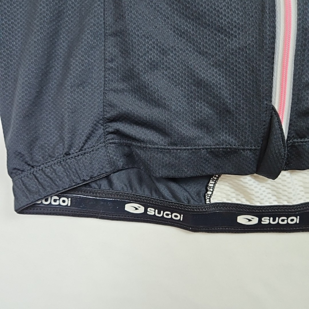 Sugoi RS Cycling Jersey Womens Large Black White Pink Full Zip 57307F Bike Shirt