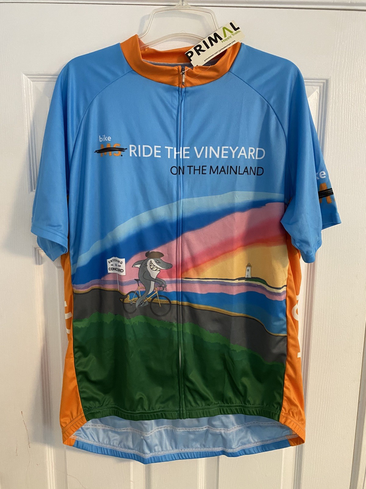 Primal Cycling Men’s Race Jersey White Happy Trails ride the vineyard size XXXL