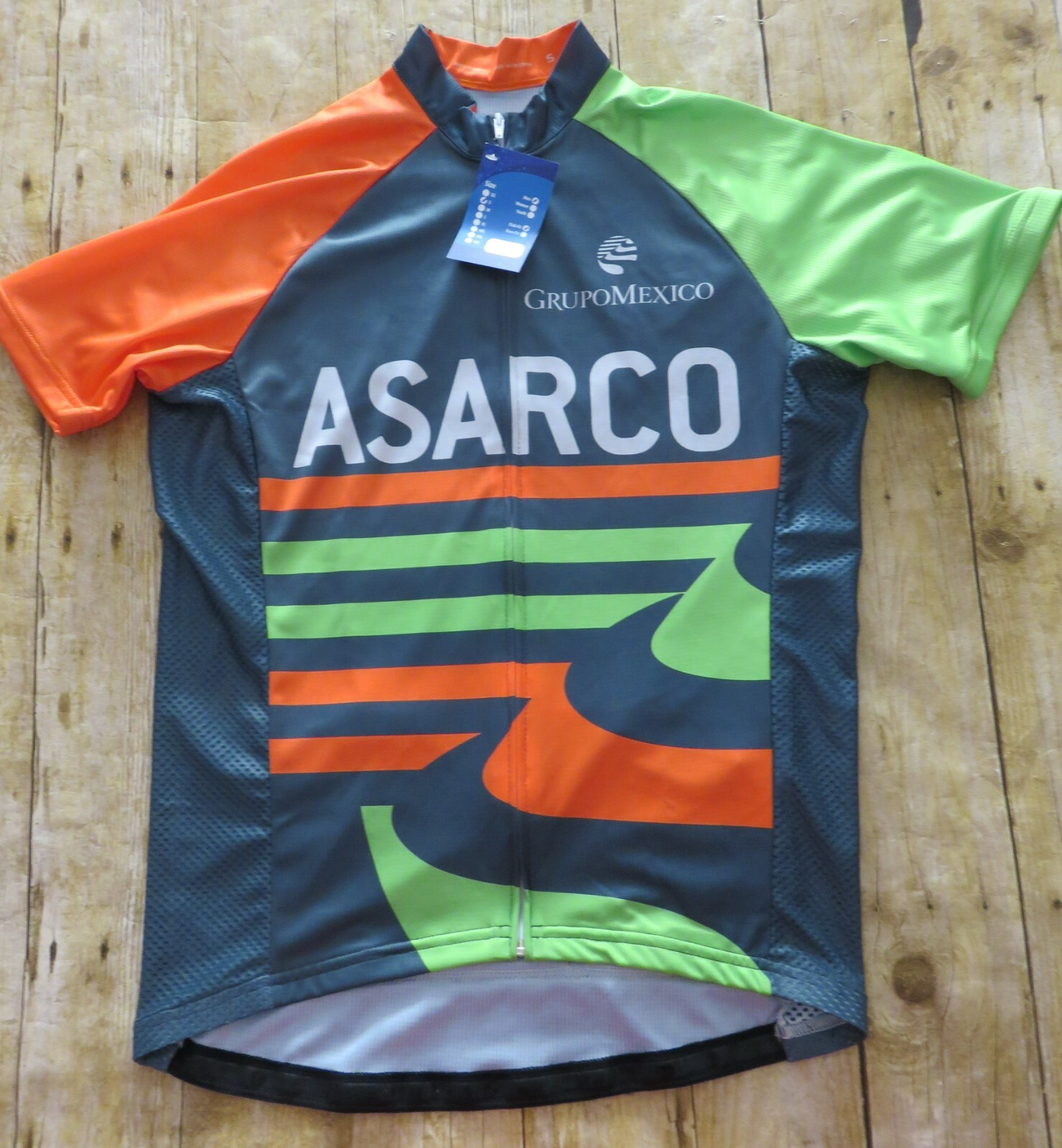 ASARCO Grupo Mexico Bicycle Jersey Miners Multi Color Full Front Zip Club Fit S