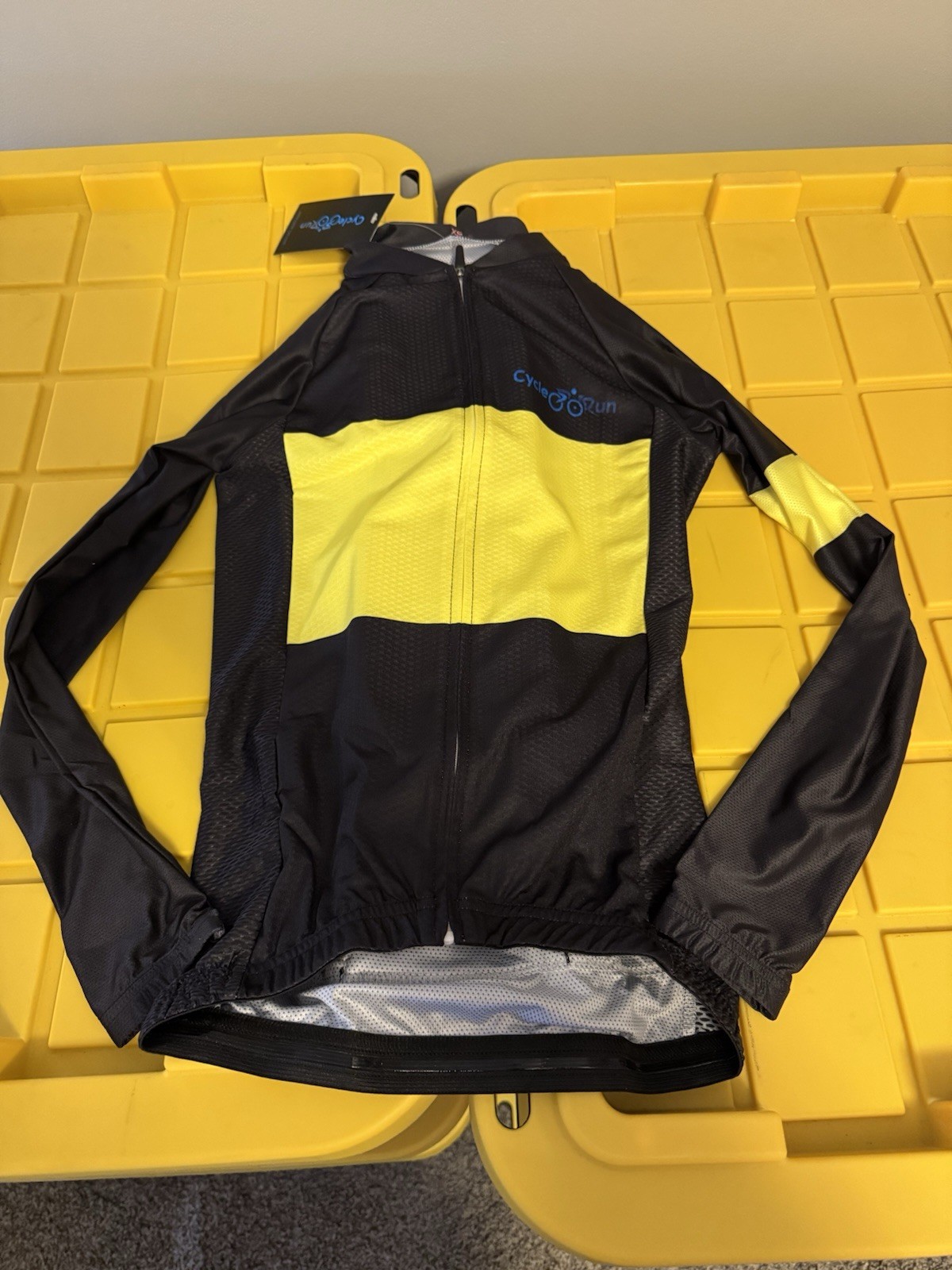 Cycle-Run White Full Zip Long Sleeve 100% Polyester Athletic Cycling Jersey XS