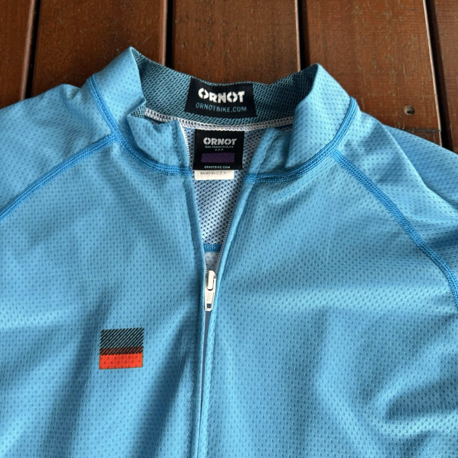 Ornot Size S Blue Cycling Jersey Full Zip Made in USA