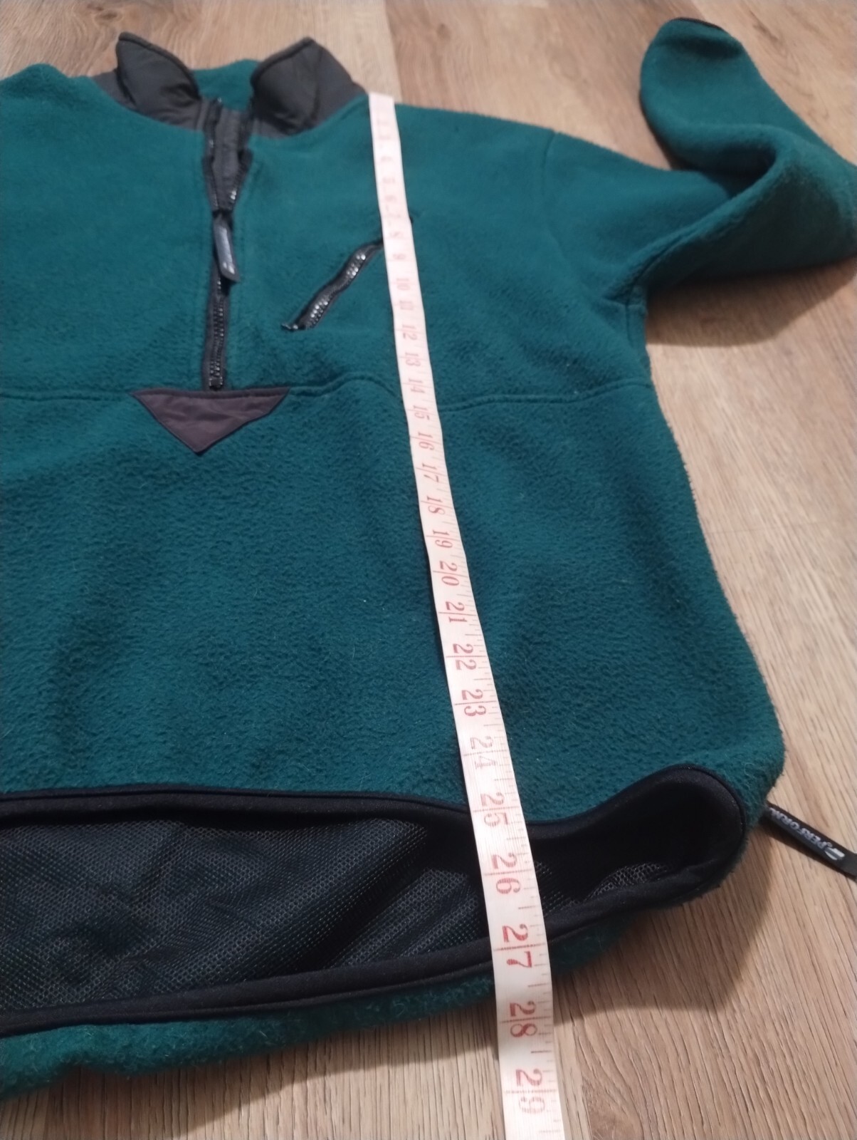 VTG Performance Bicycle Fleece Size L Cycling Pullover 1/4 Zip Pocket 90s Green
