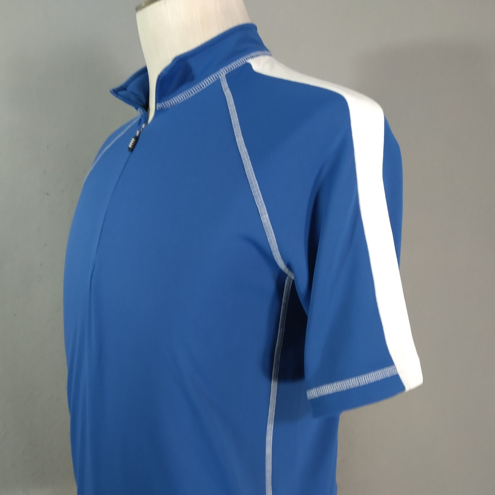 Lands End cycling jersey shirt men’s medium blue microfiber Dri-Fit bicycle