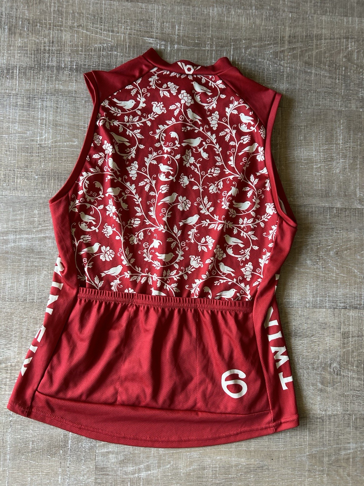 Twin Six Club Raglan Cycling Jersey Womens L Red Floral Bird Sleeveless USA