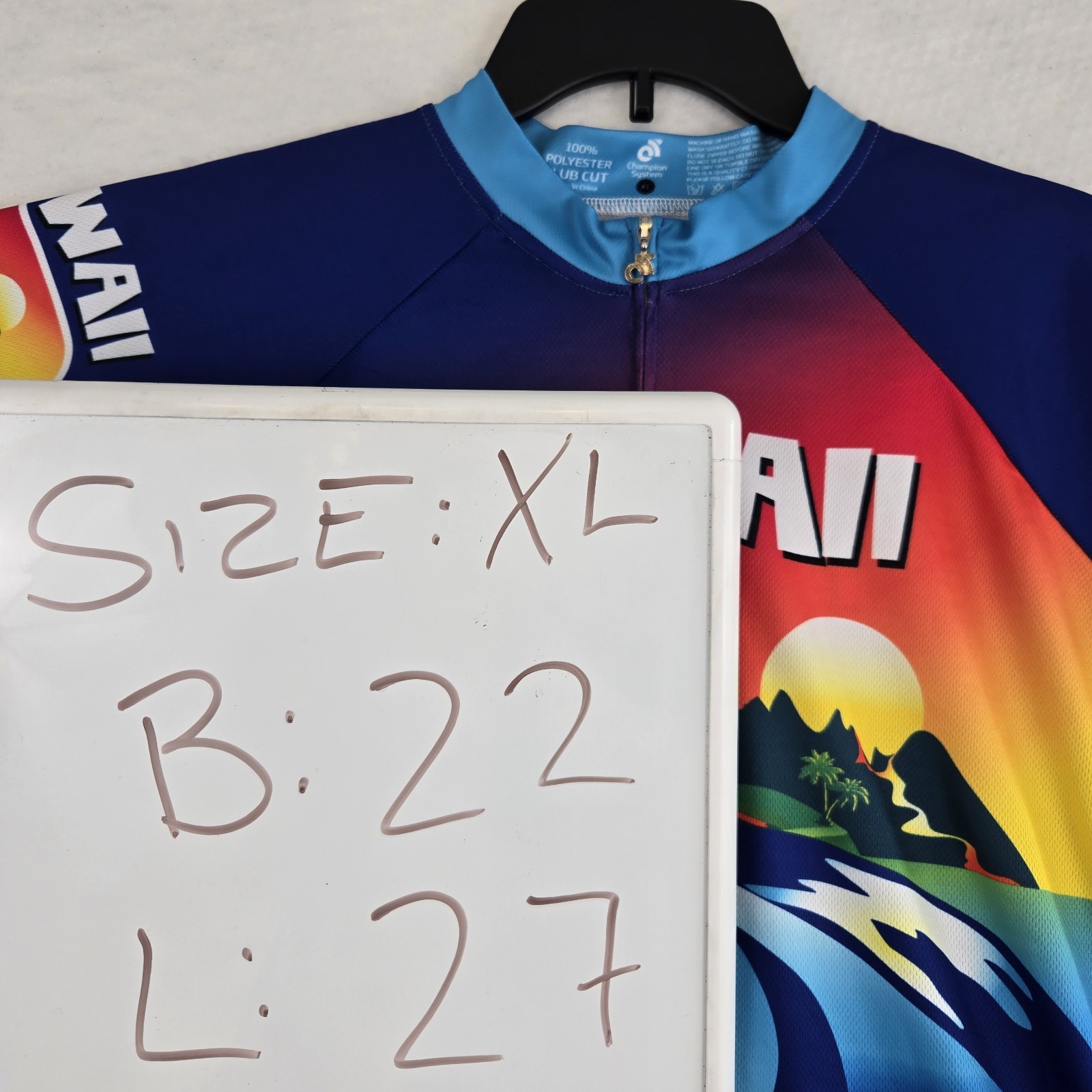 Free Spirit Wear Hawaii Men XL Cycling Jersey Short Sleeve UV Wicking 3 Pockets